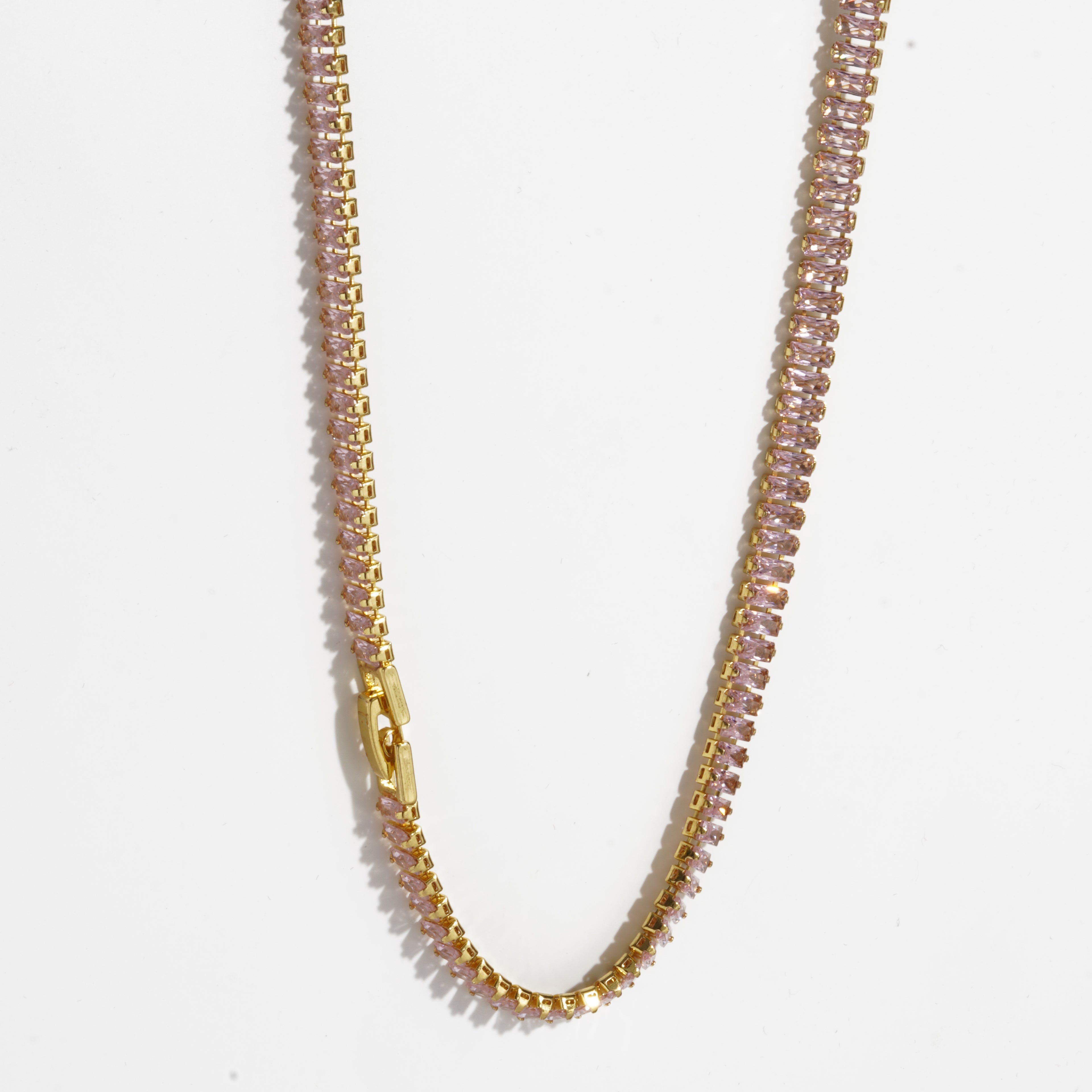 Pink Diamond silver Unisex Tennis Chain