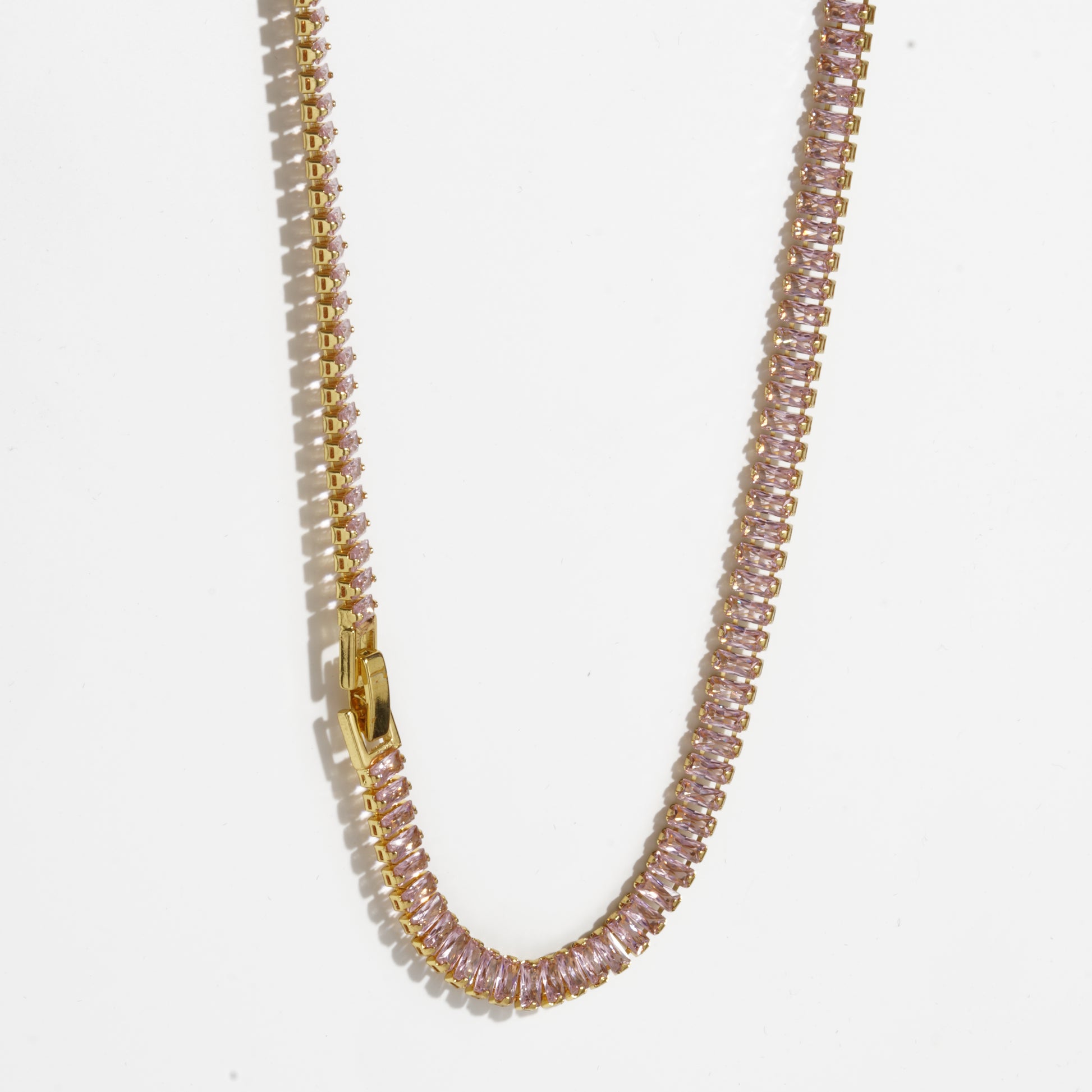 Pink Diamond silver Unisex Tennis Chain