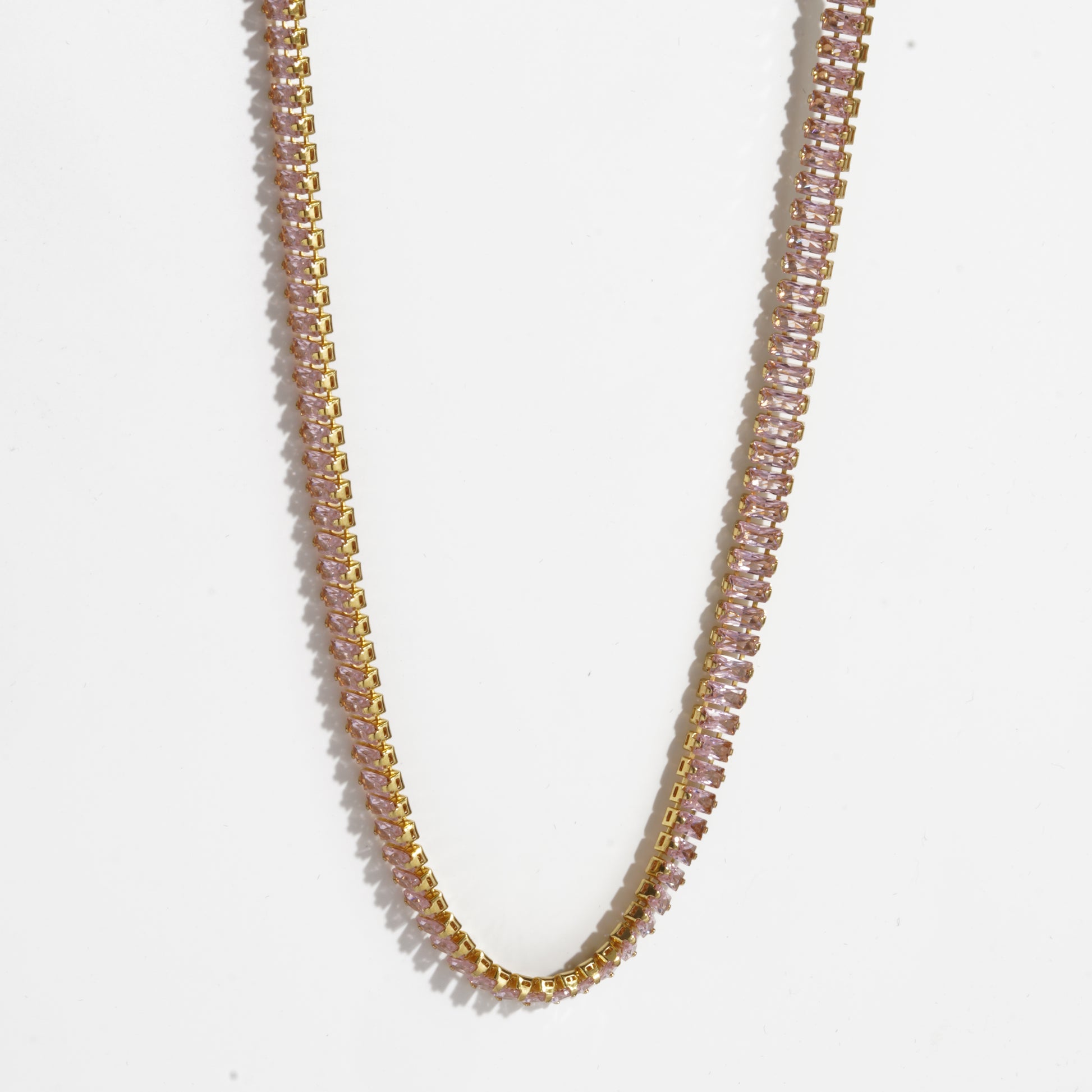 Pink Diamond silver Unisex Tennis Chain