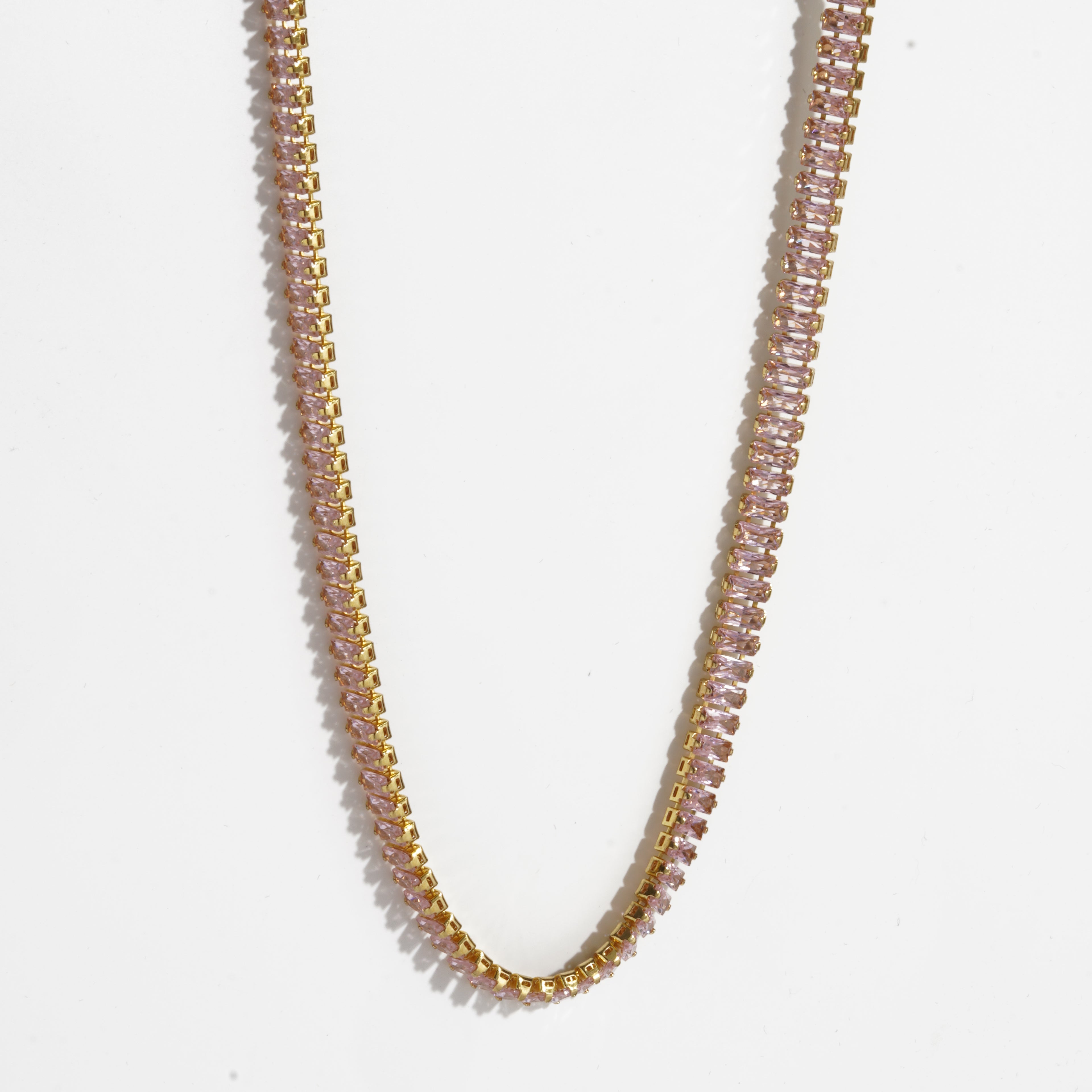 Pink Diamond silver Unisex Tennis Chain
