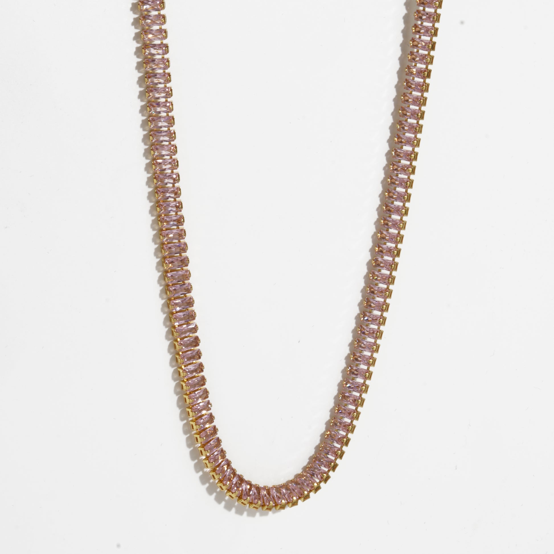 Pink Diamond silver Unisex Tennis Chain