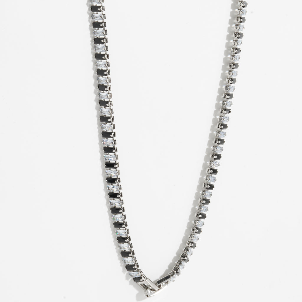 Black & White Diamond Silver Unisex Tennis Chain