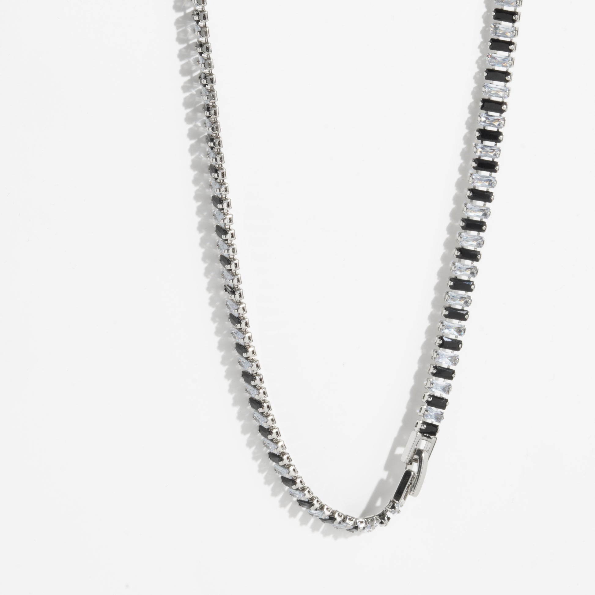 Black & White Diamond Silver Unisex Tennis Chain