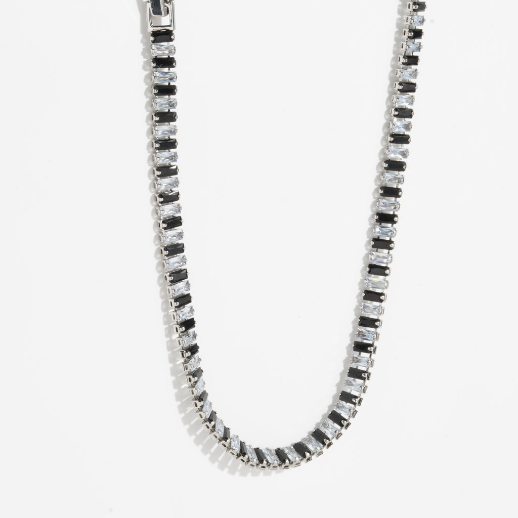 Black & White Diamond Silver Unisex Tennis Chain