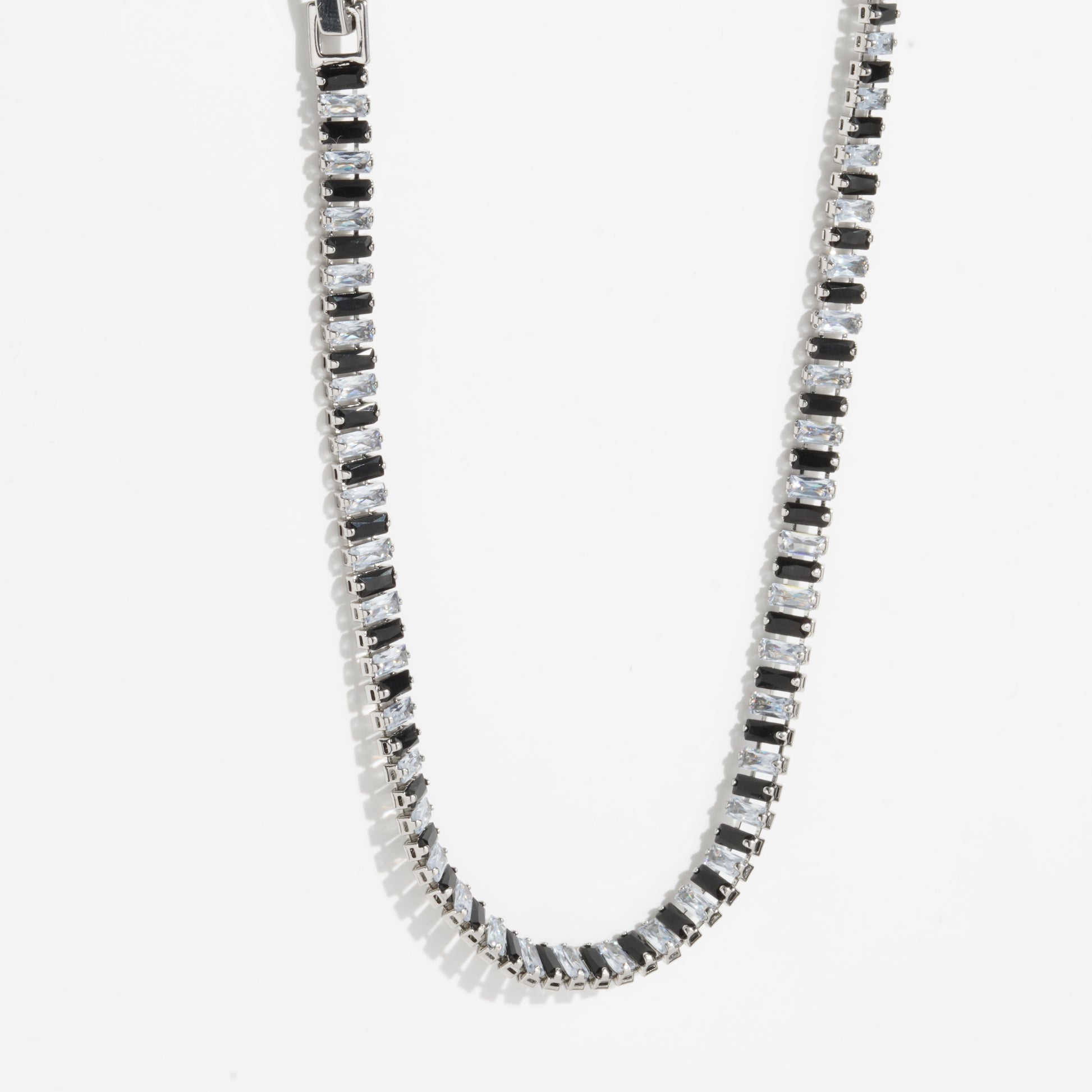 Black & White Diamond Silver Unisex Tennis Chain