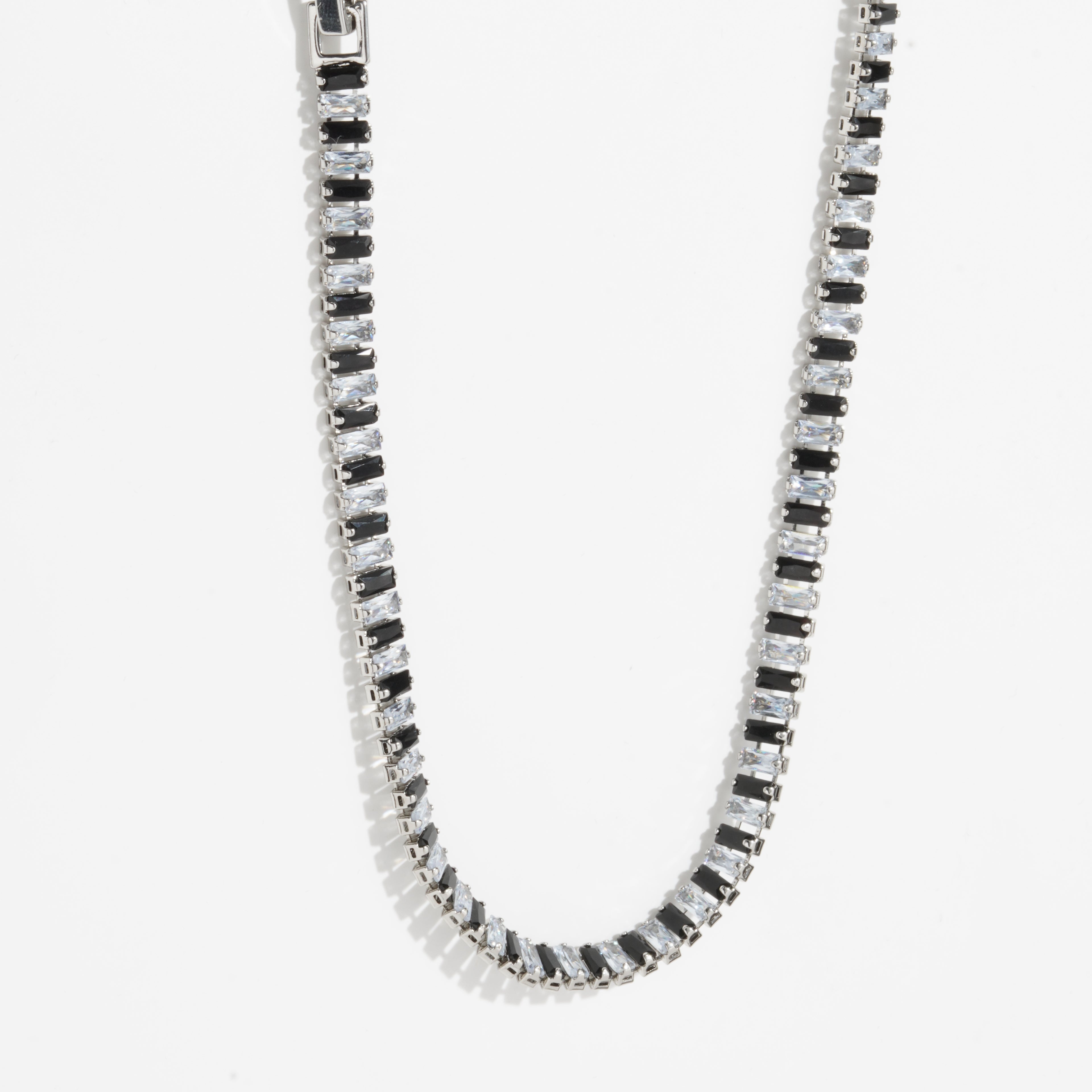 Black & White Diamond Silver Unisex Tennis Chain