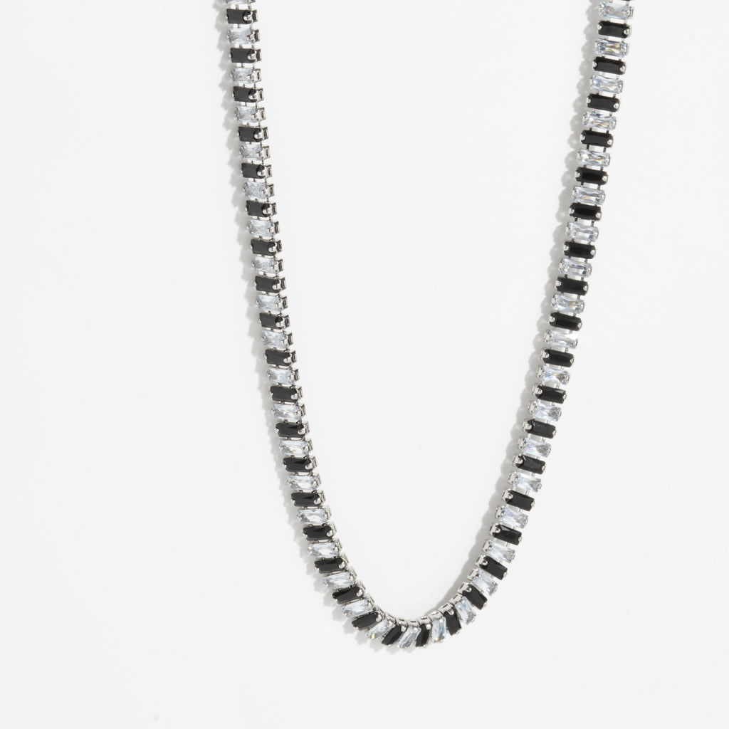 Black & White Diamond Silver Unisex Tennis Chain