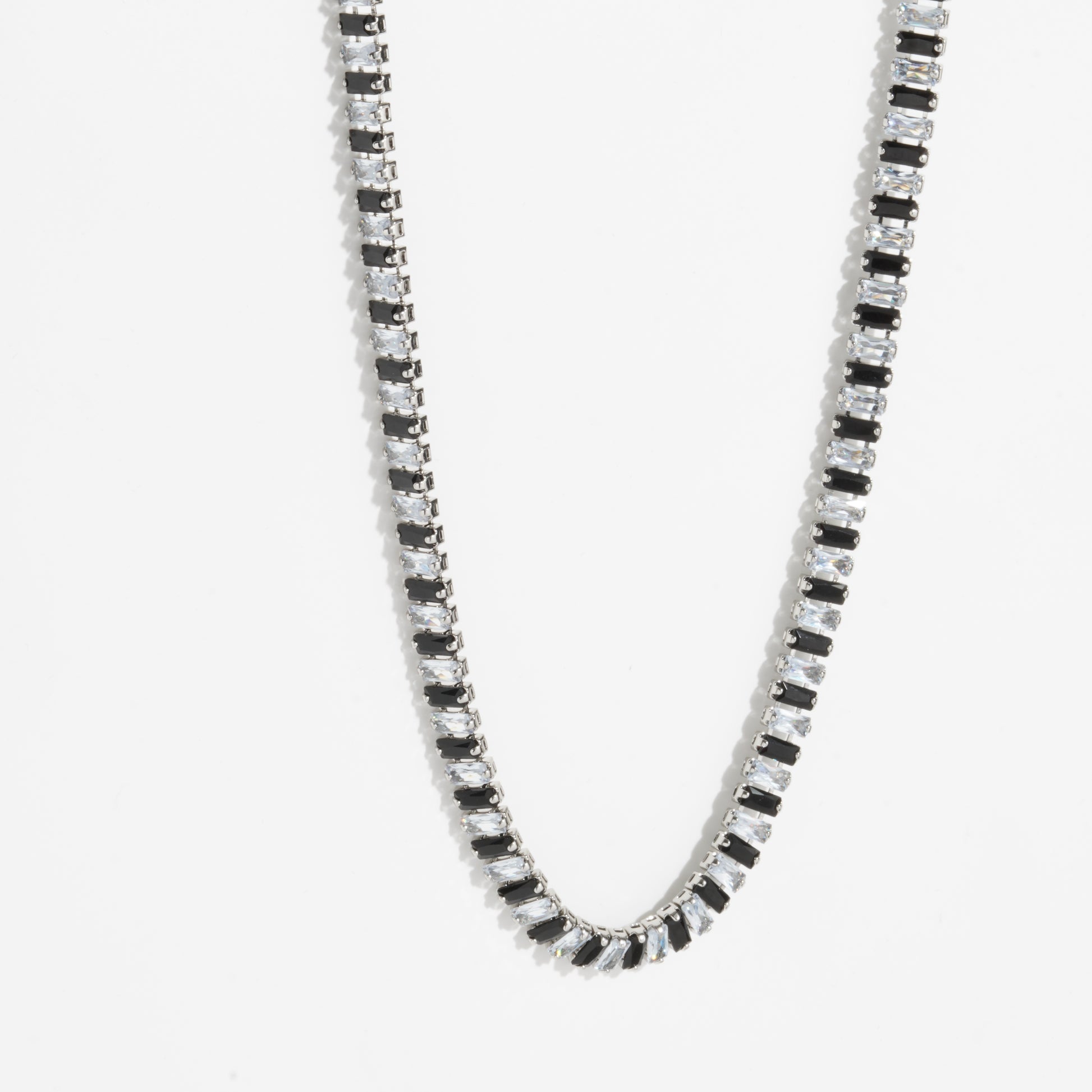 Black & White Diamond Silver Unisex Tennis Chain