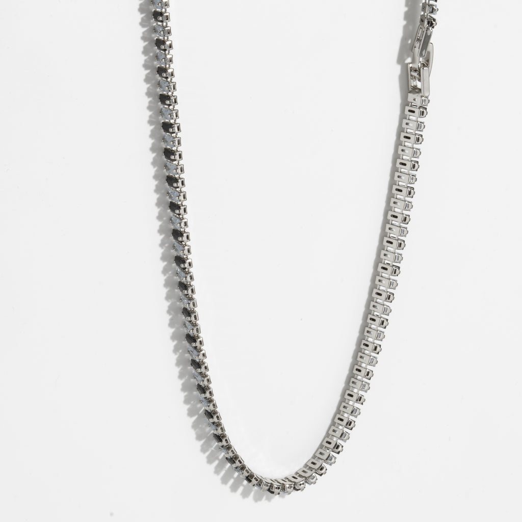 Black & White Diamond Silver Unisex Tennis Chain