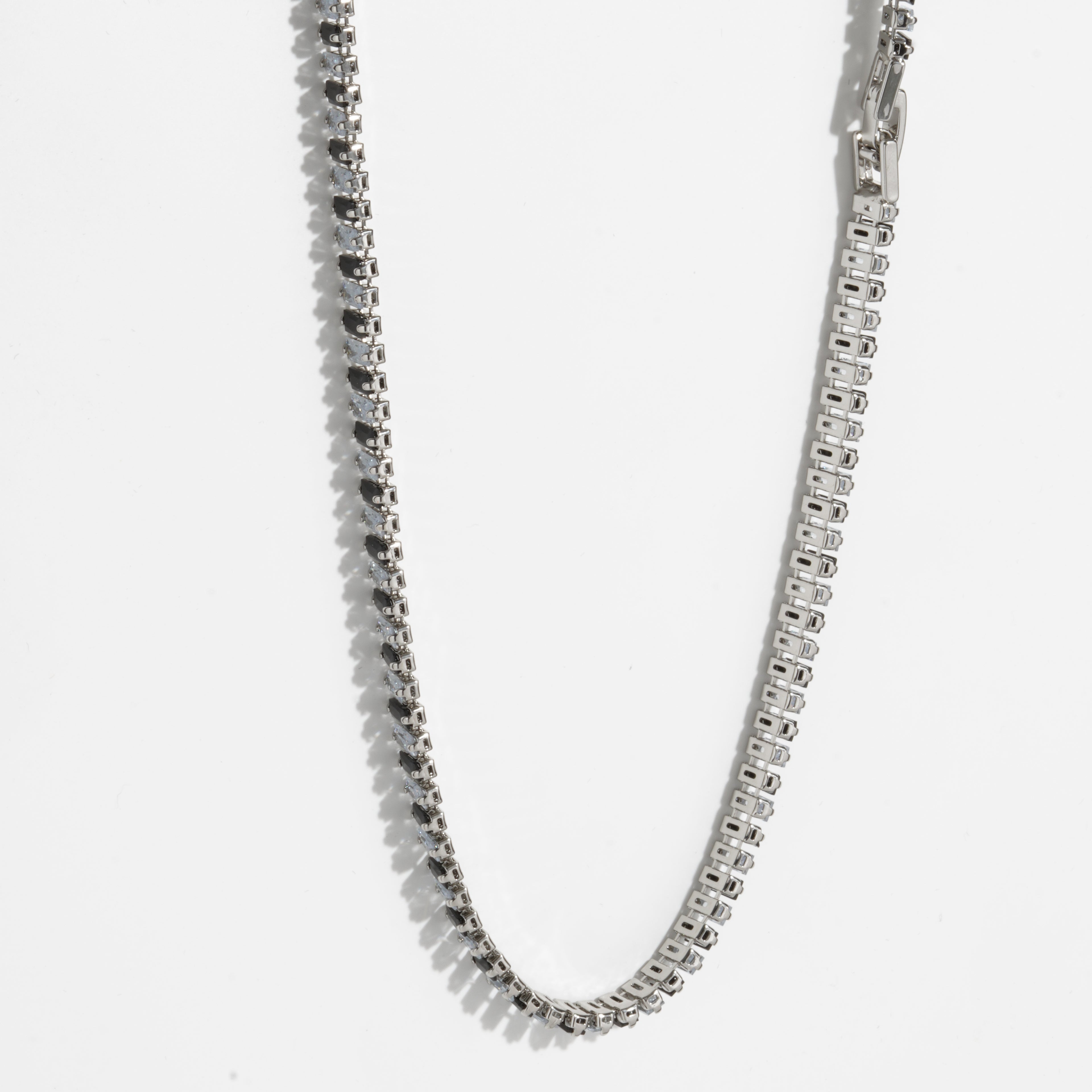 Black & White Diamond Silver Unisex Tennis Chain