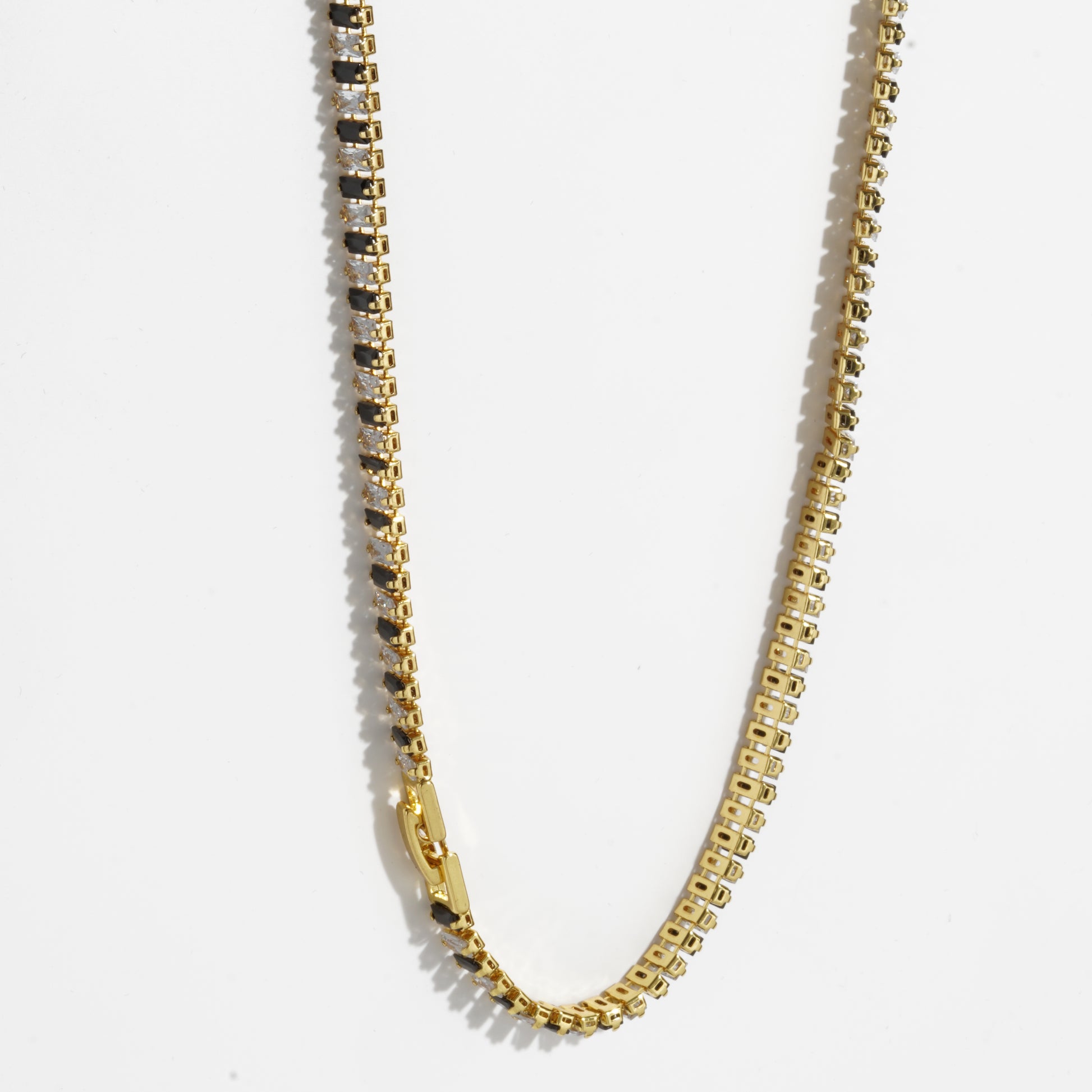 Black & White Diamond Unisex Golden Tennis Chain