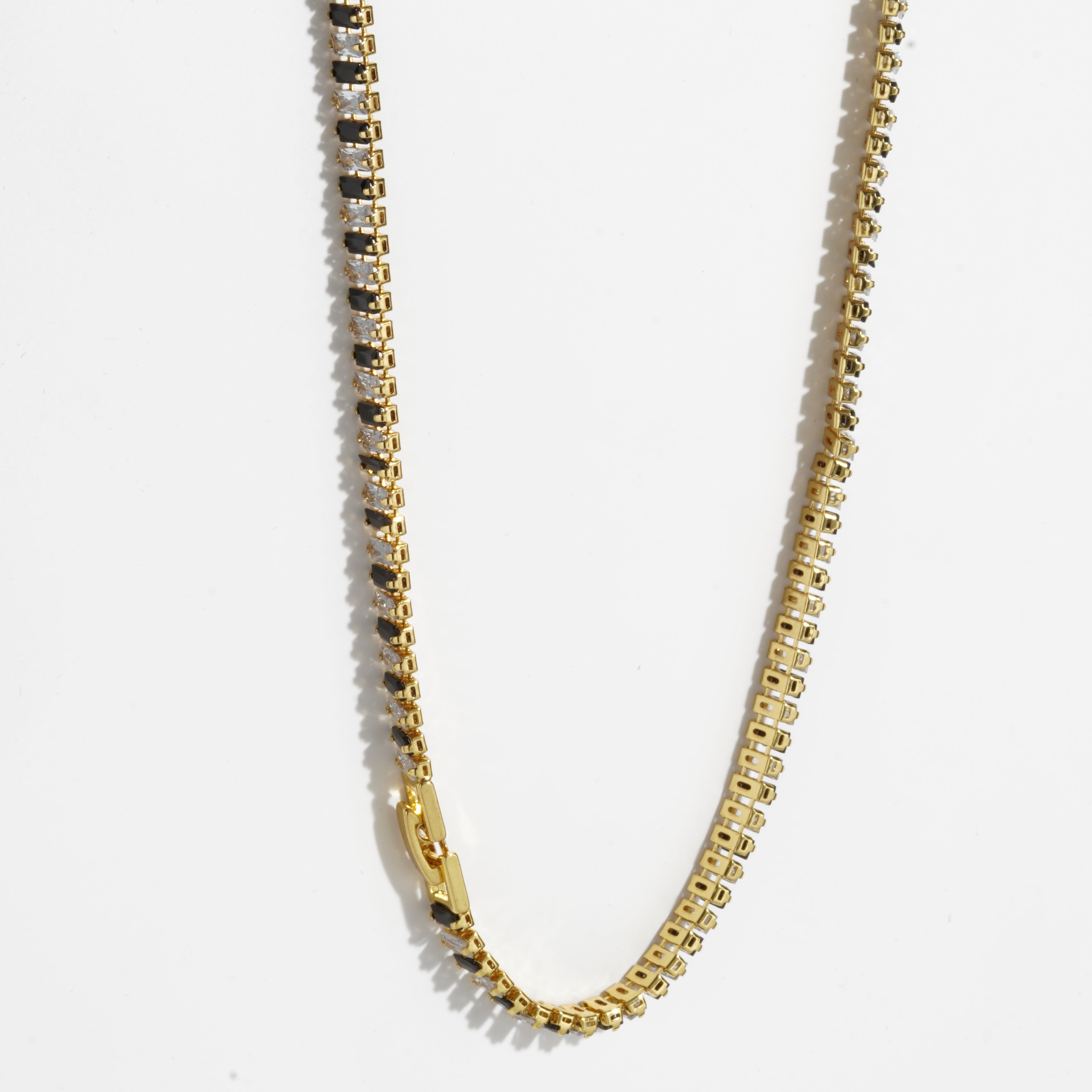 Black & White Diamond Unisex Golden Tennis Chain