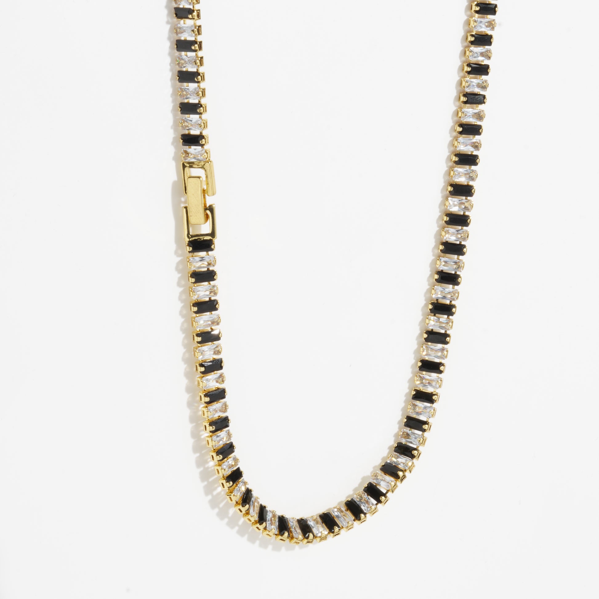 Black & White Diamond Unisex Golden Tennis Chain