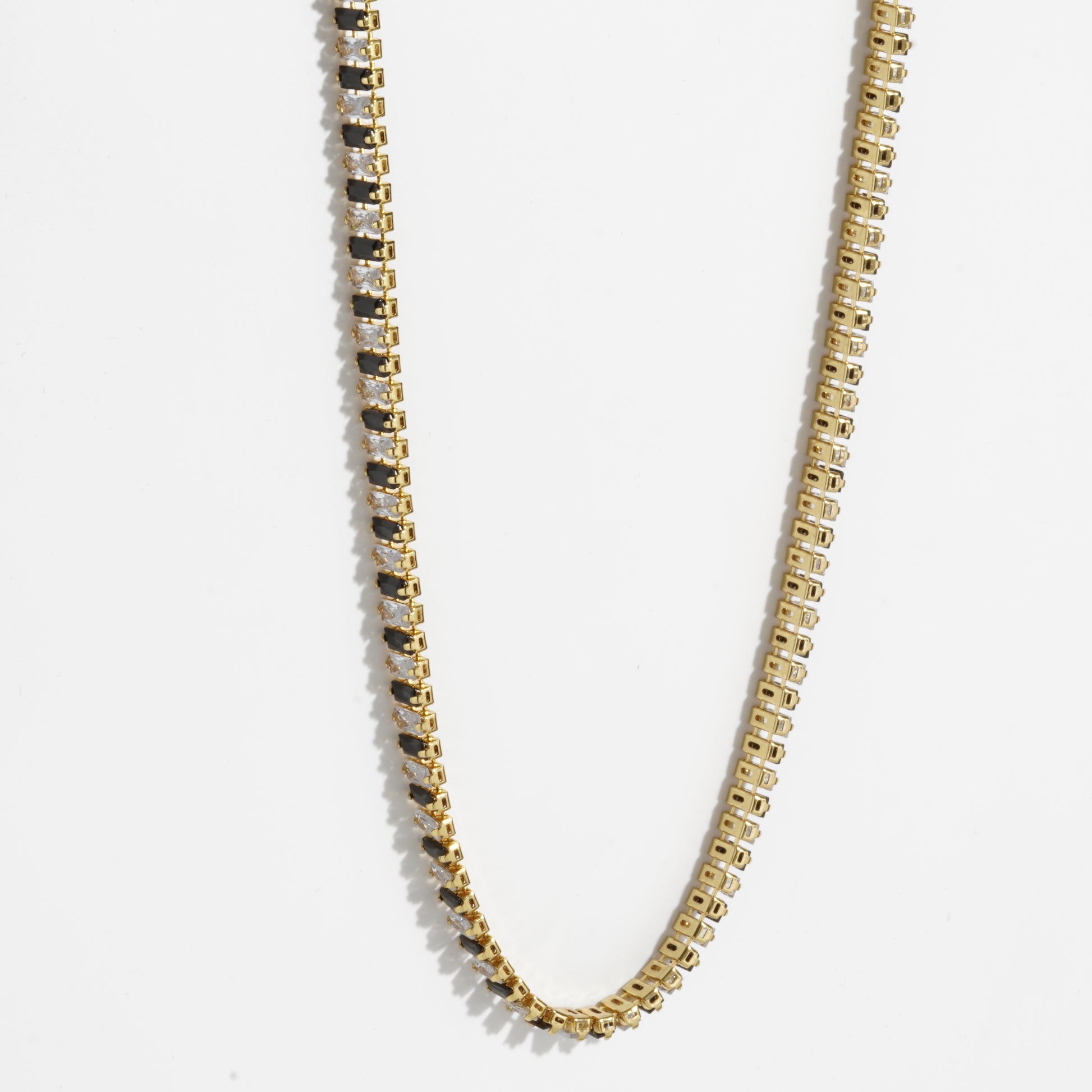 Black & White Diamond Unisex Golden Tennis Chain