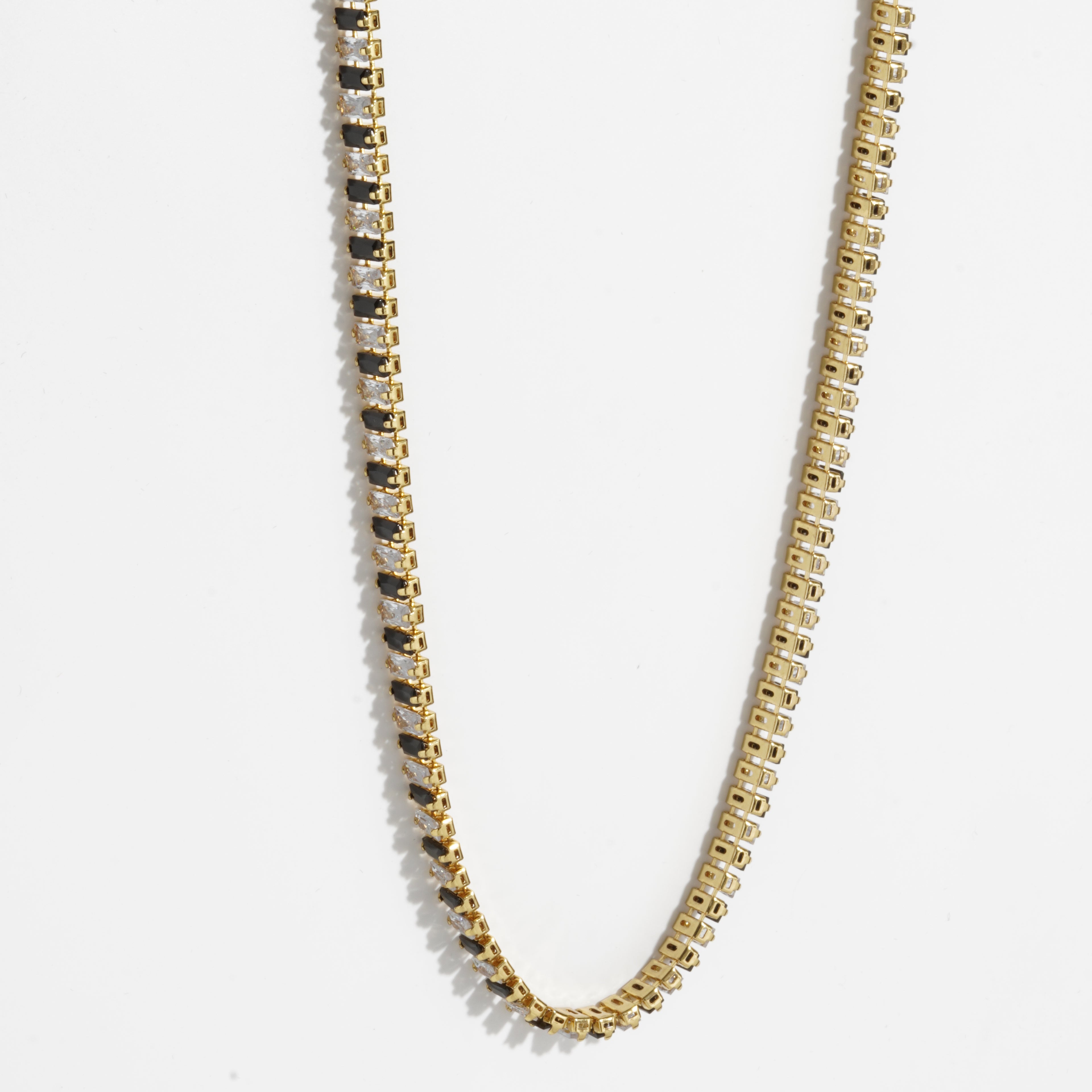 Black & White Diamond Unisex Golden Tennis Chain