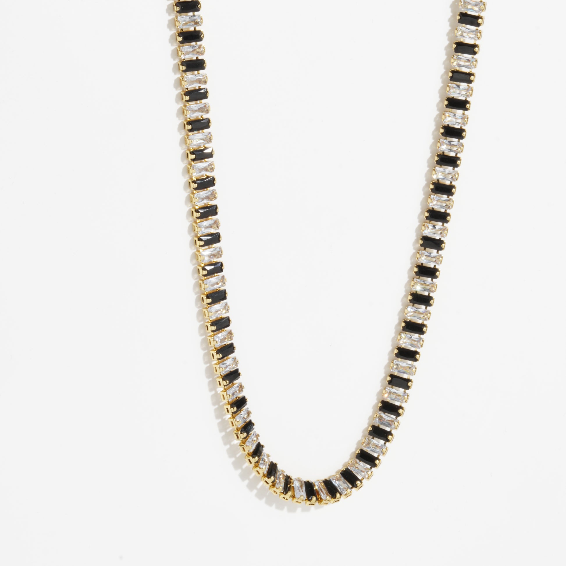 Black & White Diamond Unisex Golden Tennis Chain
