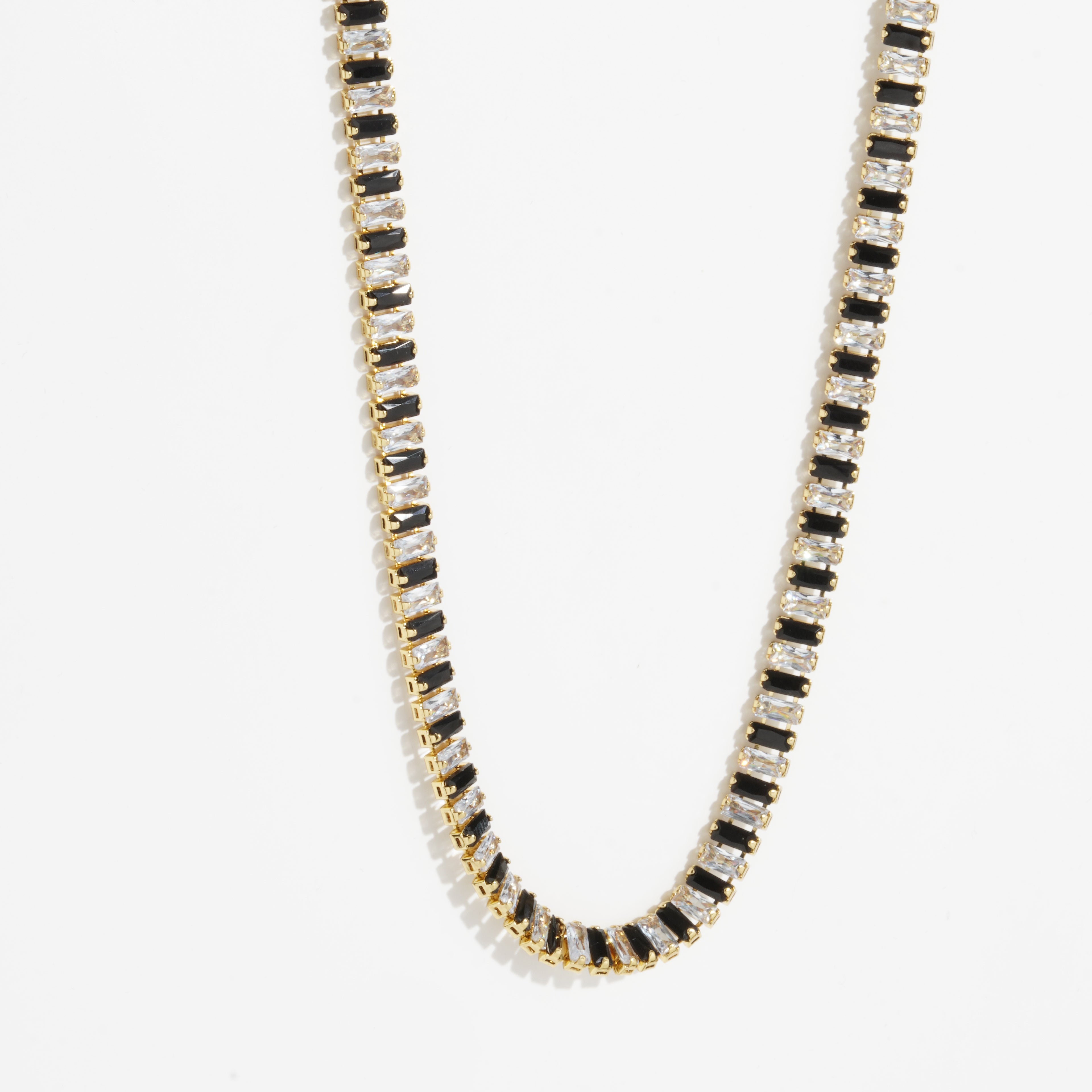 Black & White Diamond Unisex Golden Tennis Chain