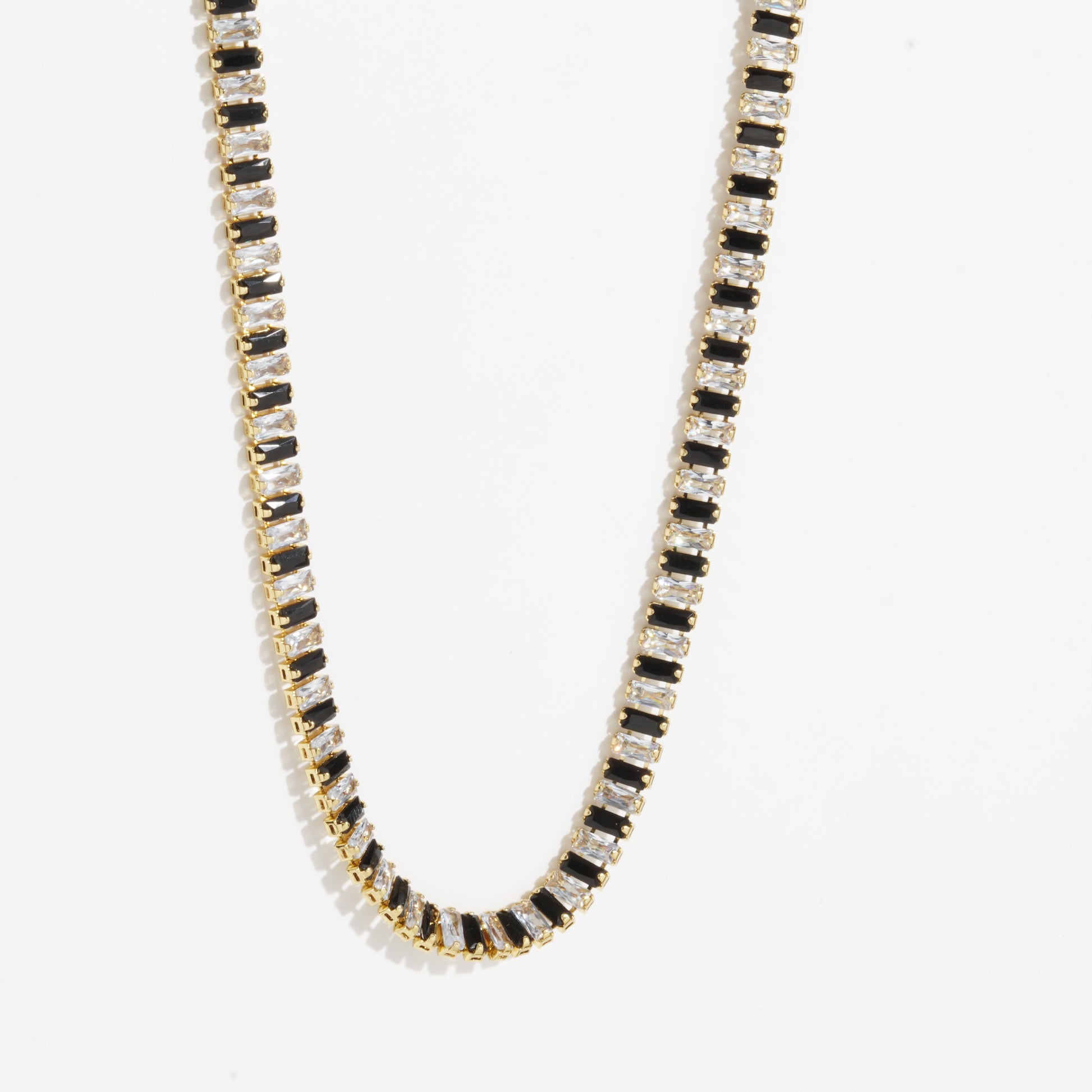 Black & White Diamond Unisex Golden Tennis Chain