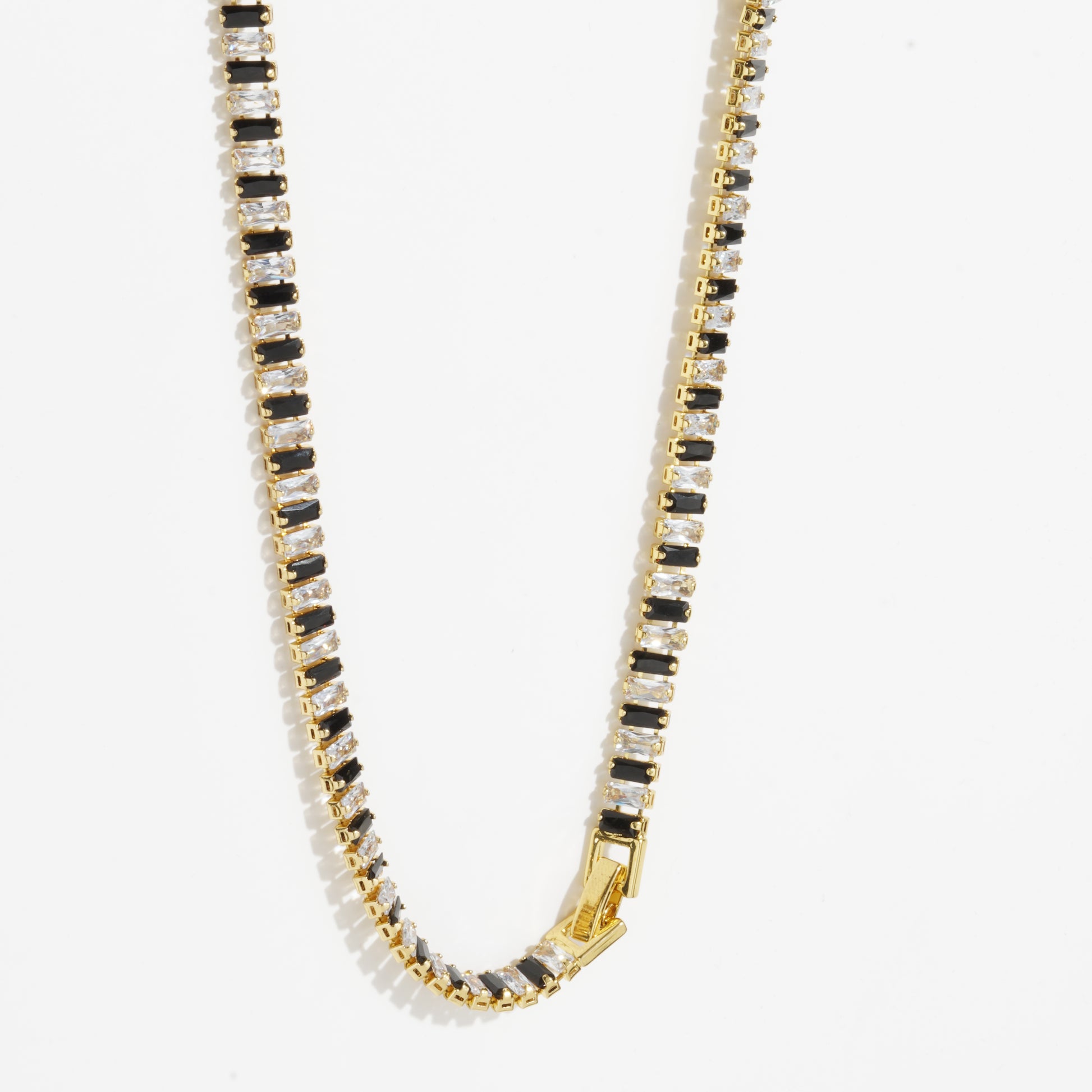 Black & White Diamond Unisex Golden Tennis Chain