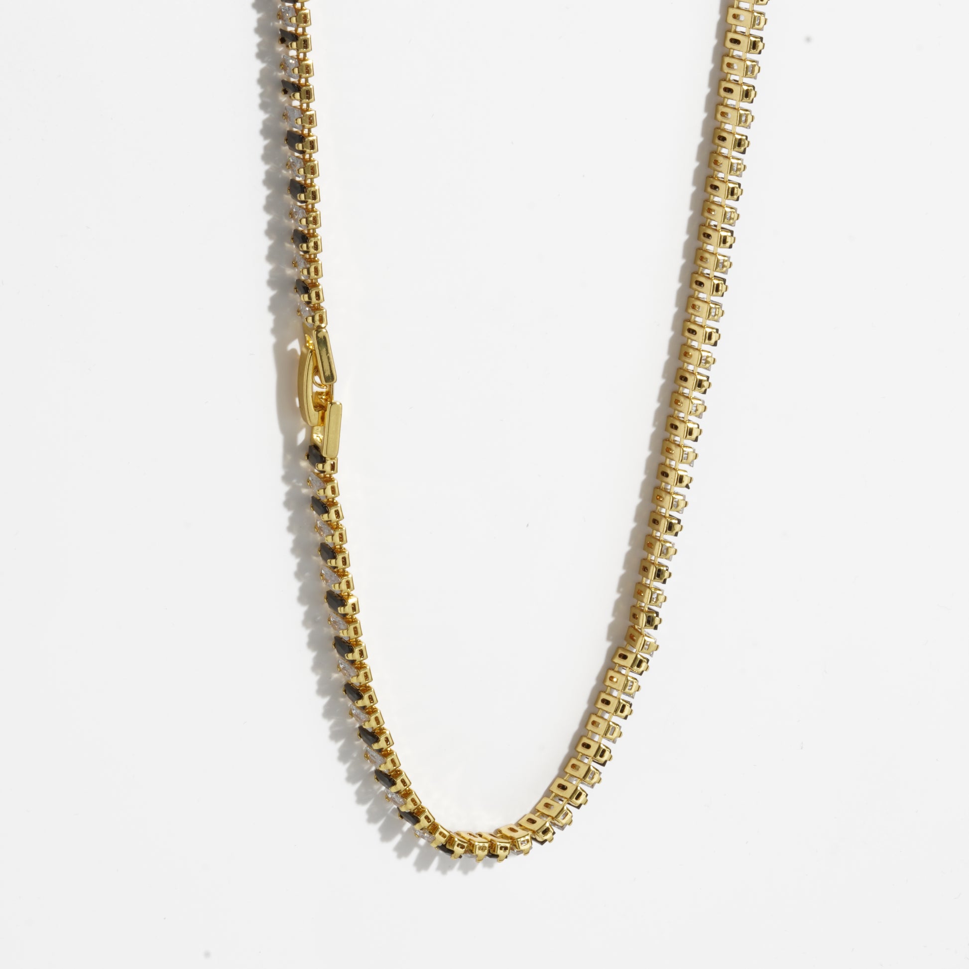 Black & White Diamond Unisex Golden Tennis Chain