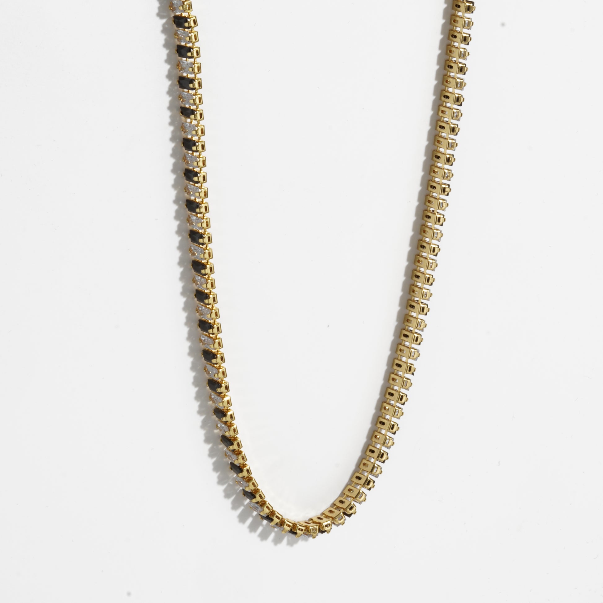 Black & White Diamond Unisex Golden Tennis Chain