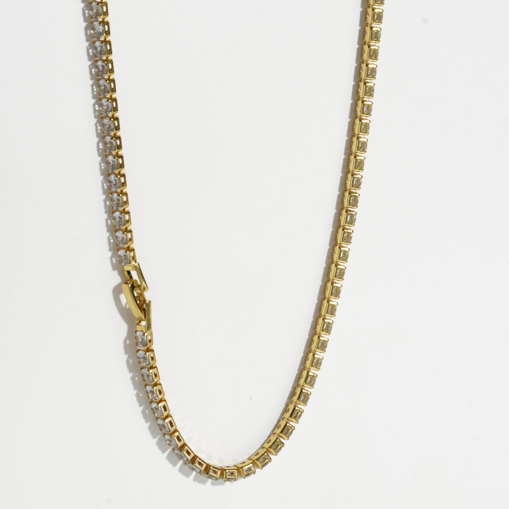 Clear Diamond Golden Unisex Tennis Chain