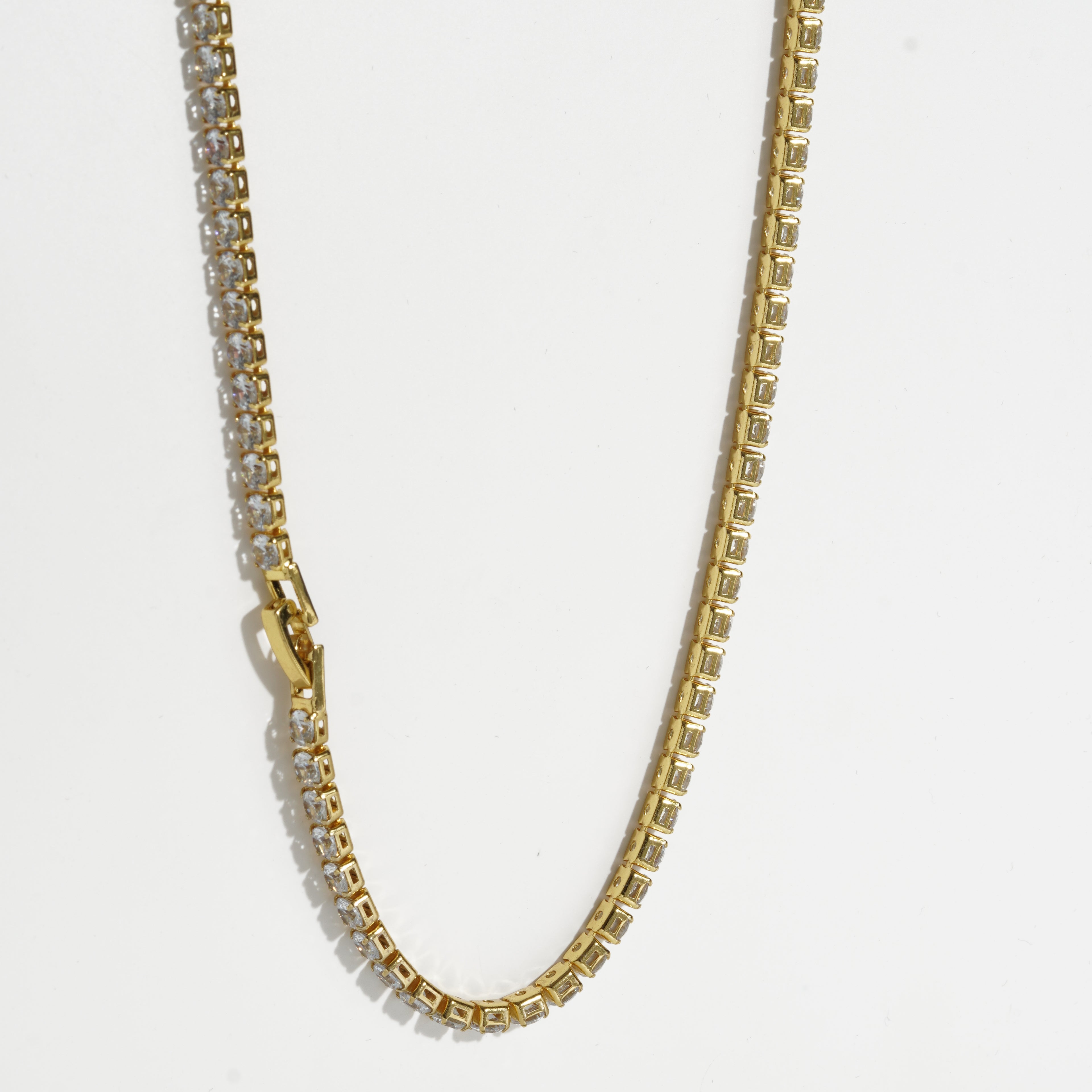 Clear Diamond Golden Unisex Tennis Chain