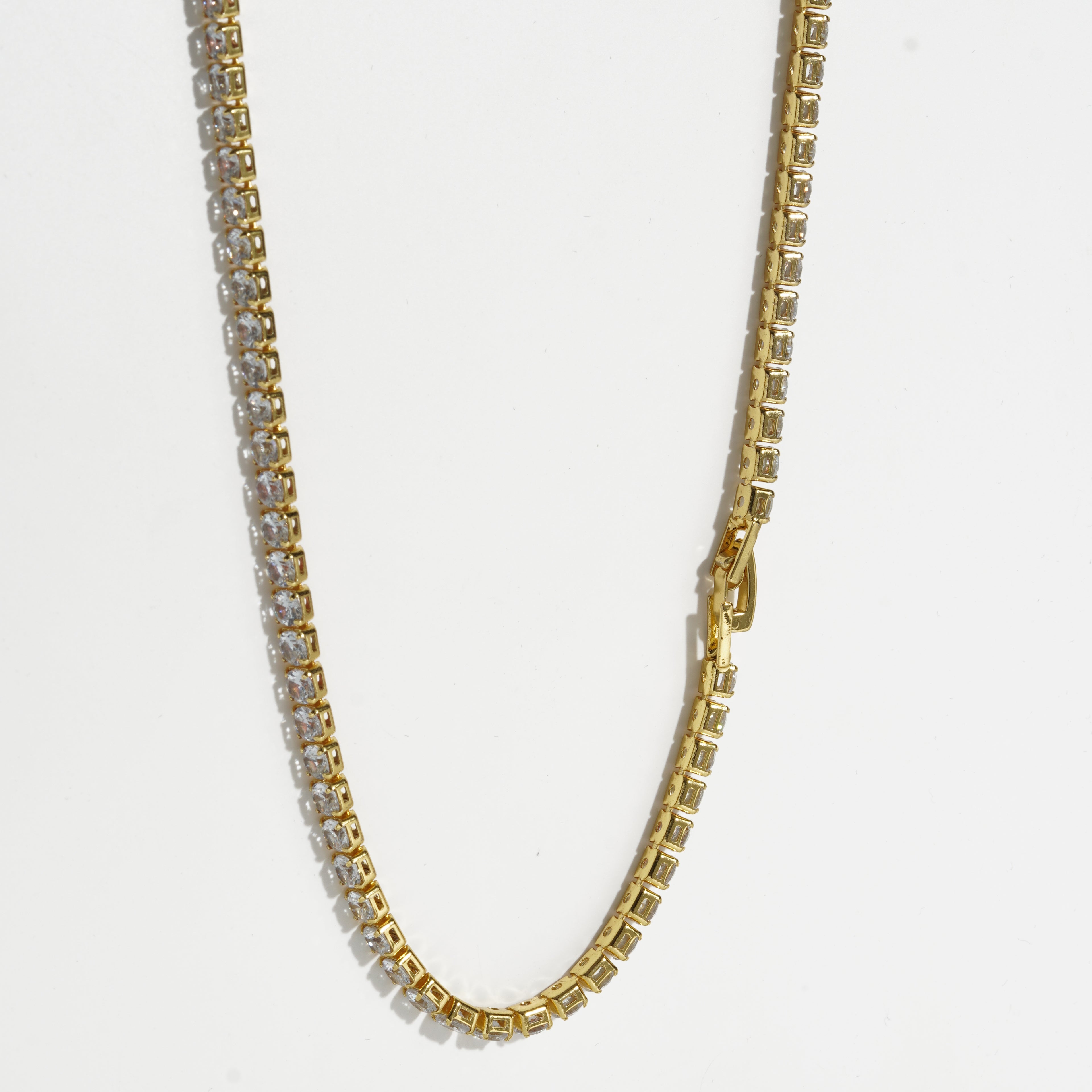 Clear Diamond Golden Unisex Tennis Chain