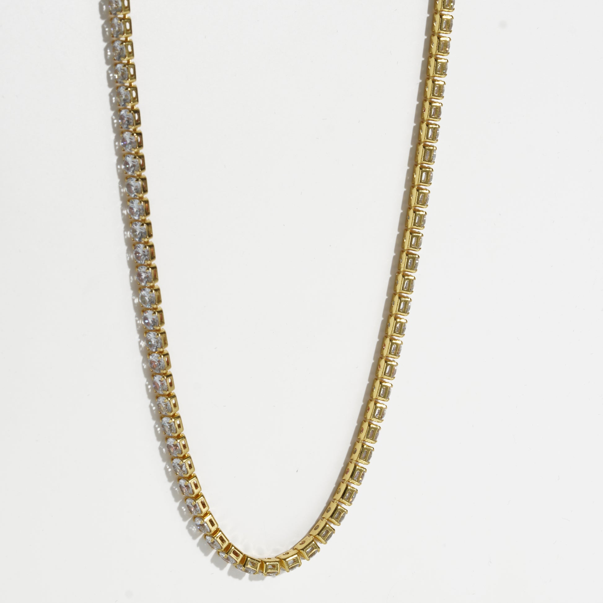 Clear Diamond Golden Unisex Tennis Chain