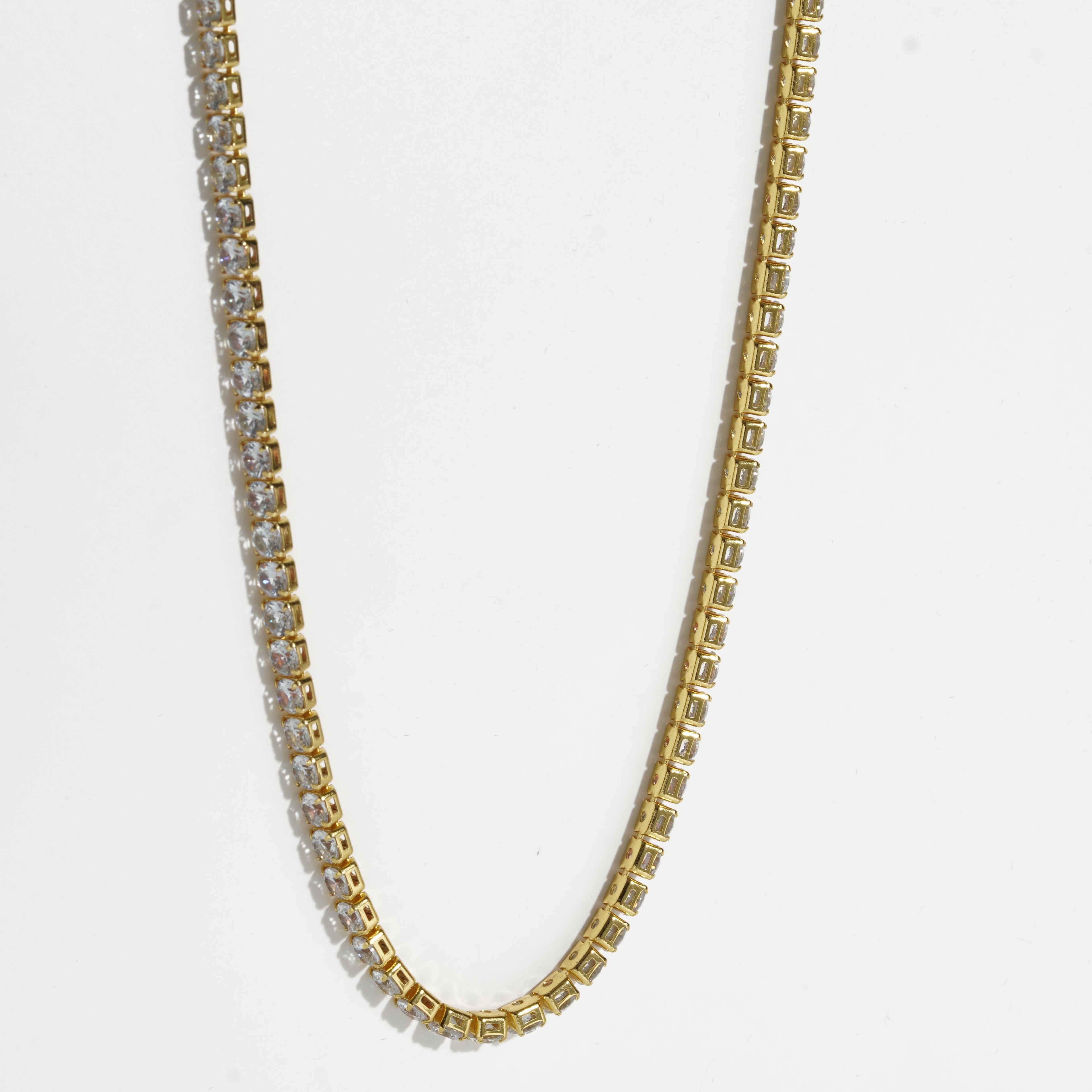 Clear Diamond Golden Unisex Tennis Chain