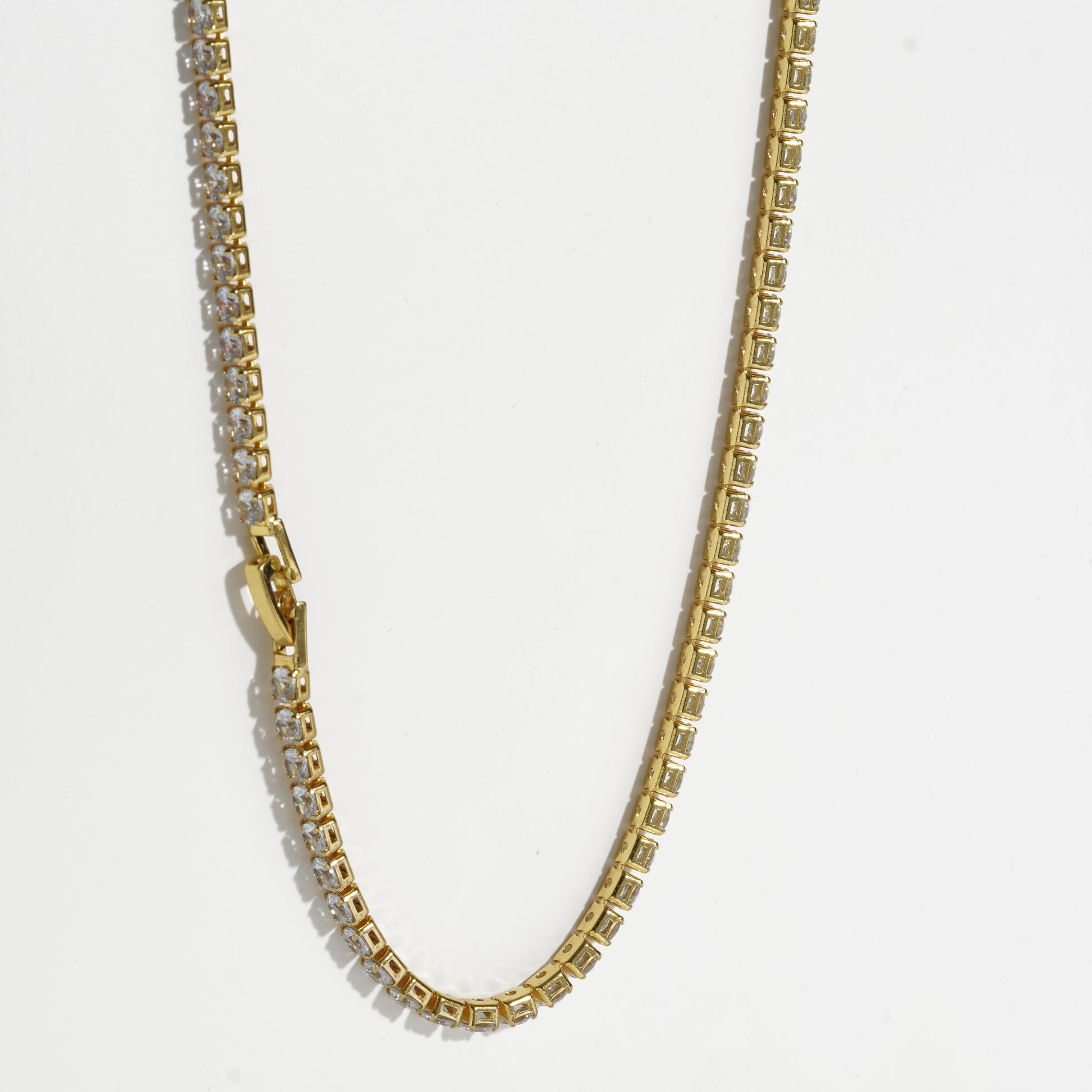 Clear Diamond Golden Unisex Tennis Chain