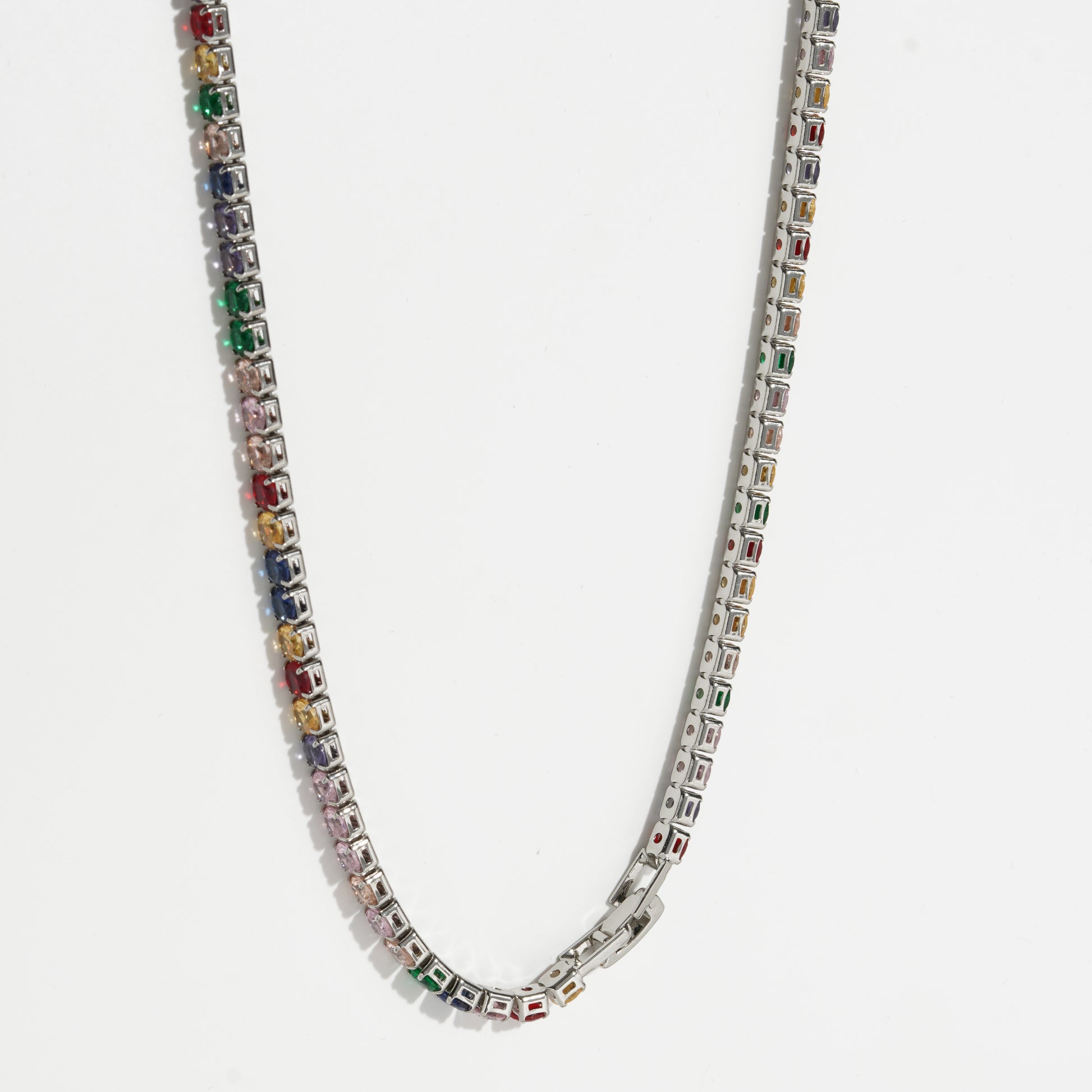 Multicolor Diamond silver Unisex Tennis Chain