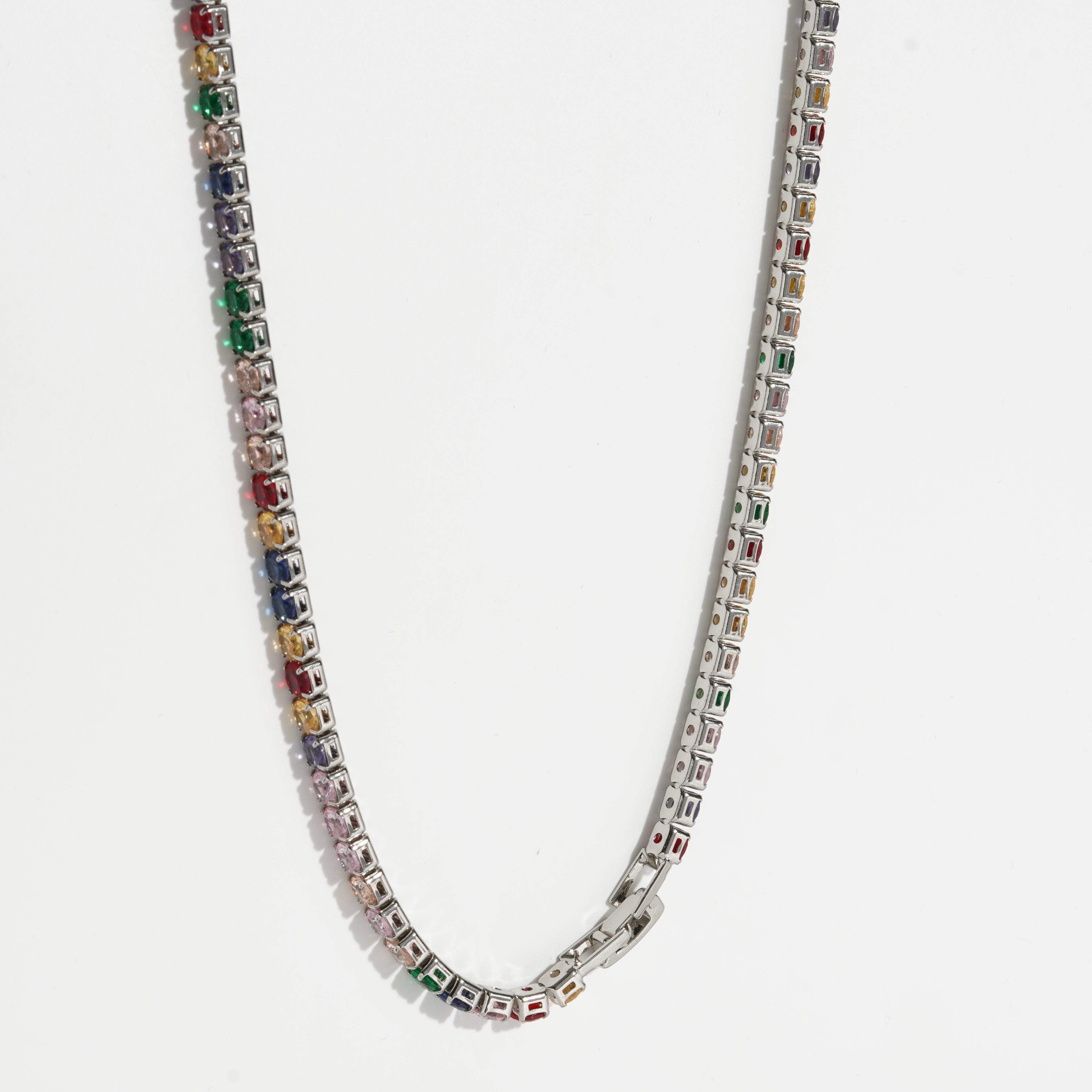 Multicolor Diamond silver Unisex Tennis Chain