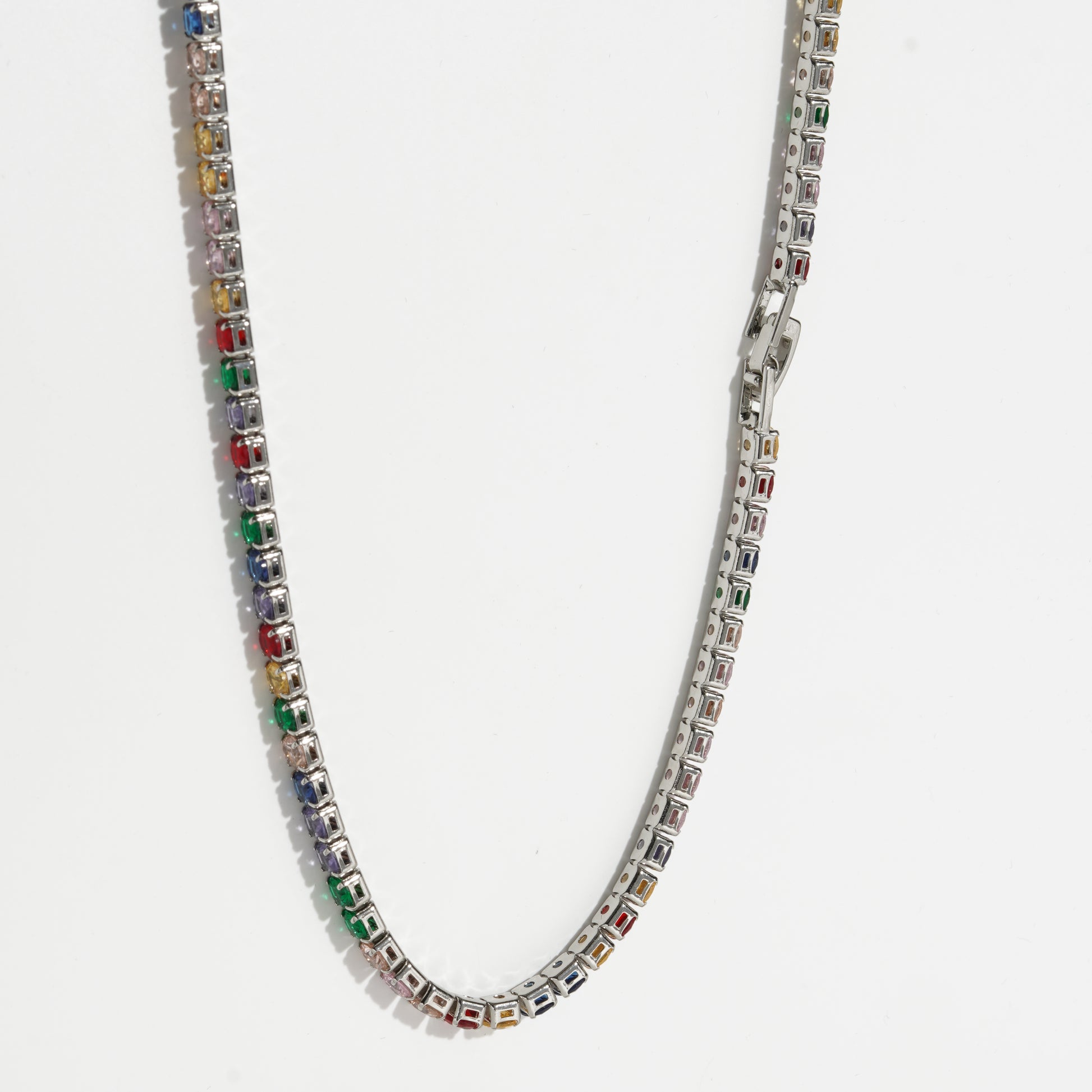 Multicolor Diamond silver Unisex Tennis Chain