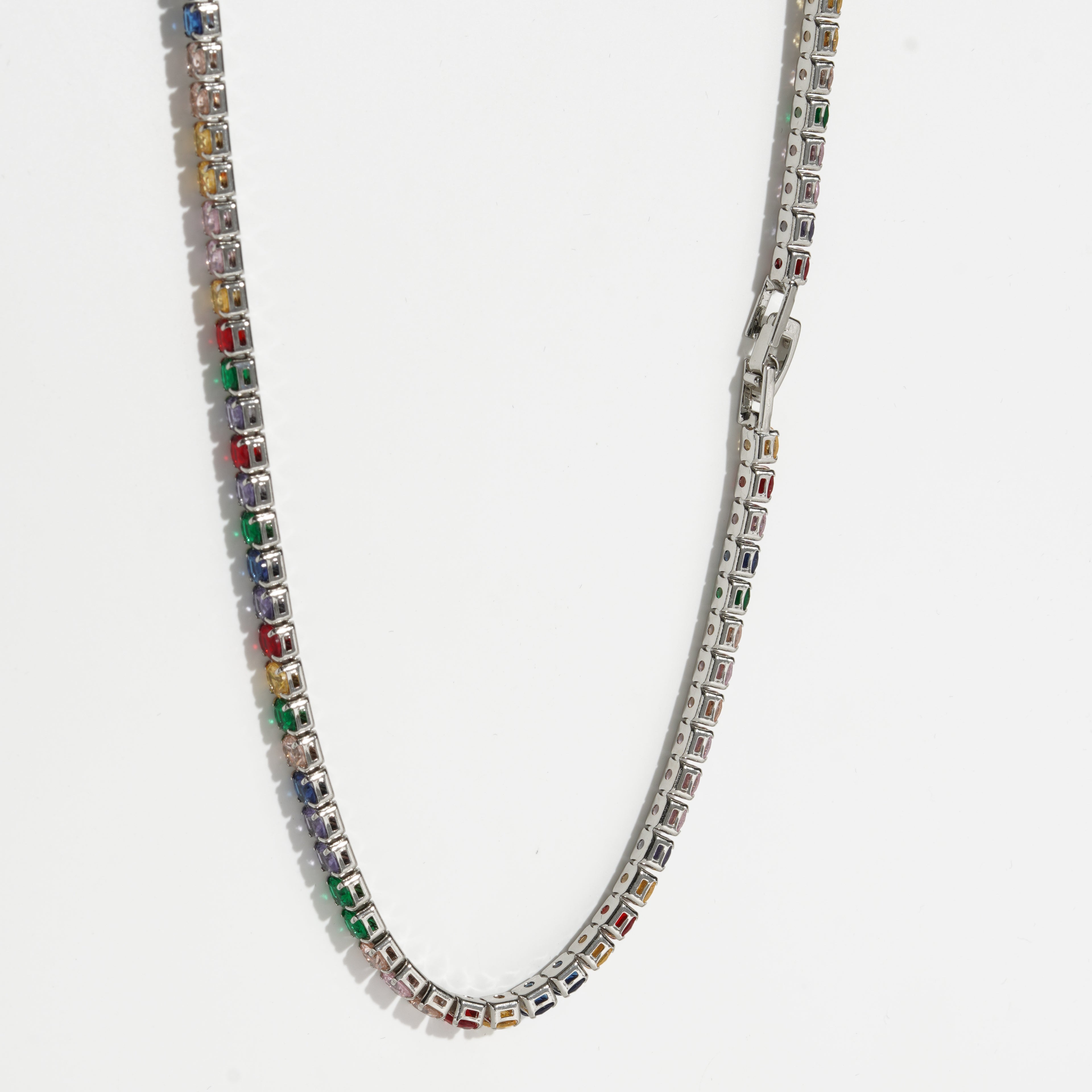 Multicolor Diamond silver Unisex Tennis Chain