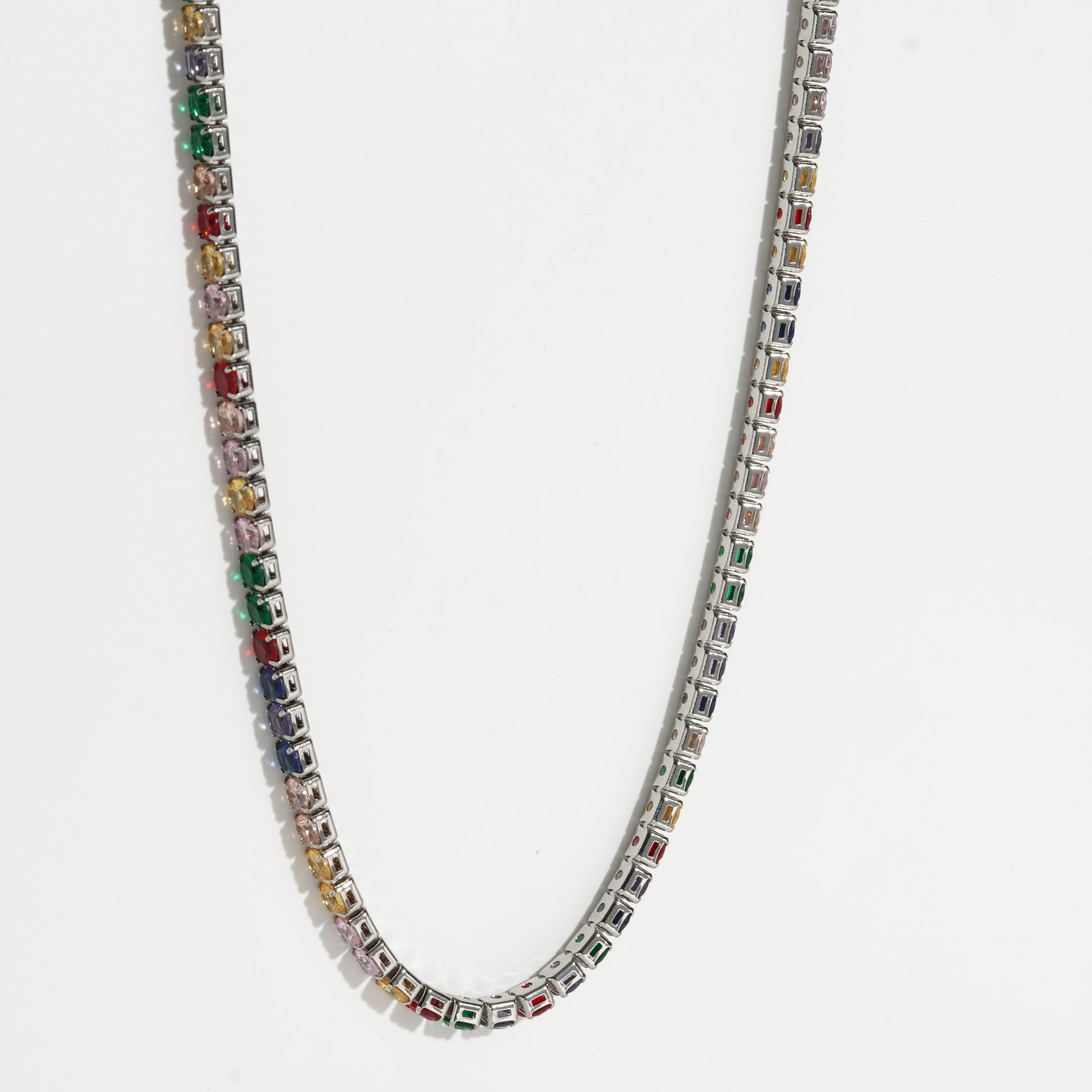 Multicolor Diamond silver Unisex Tennis Chain