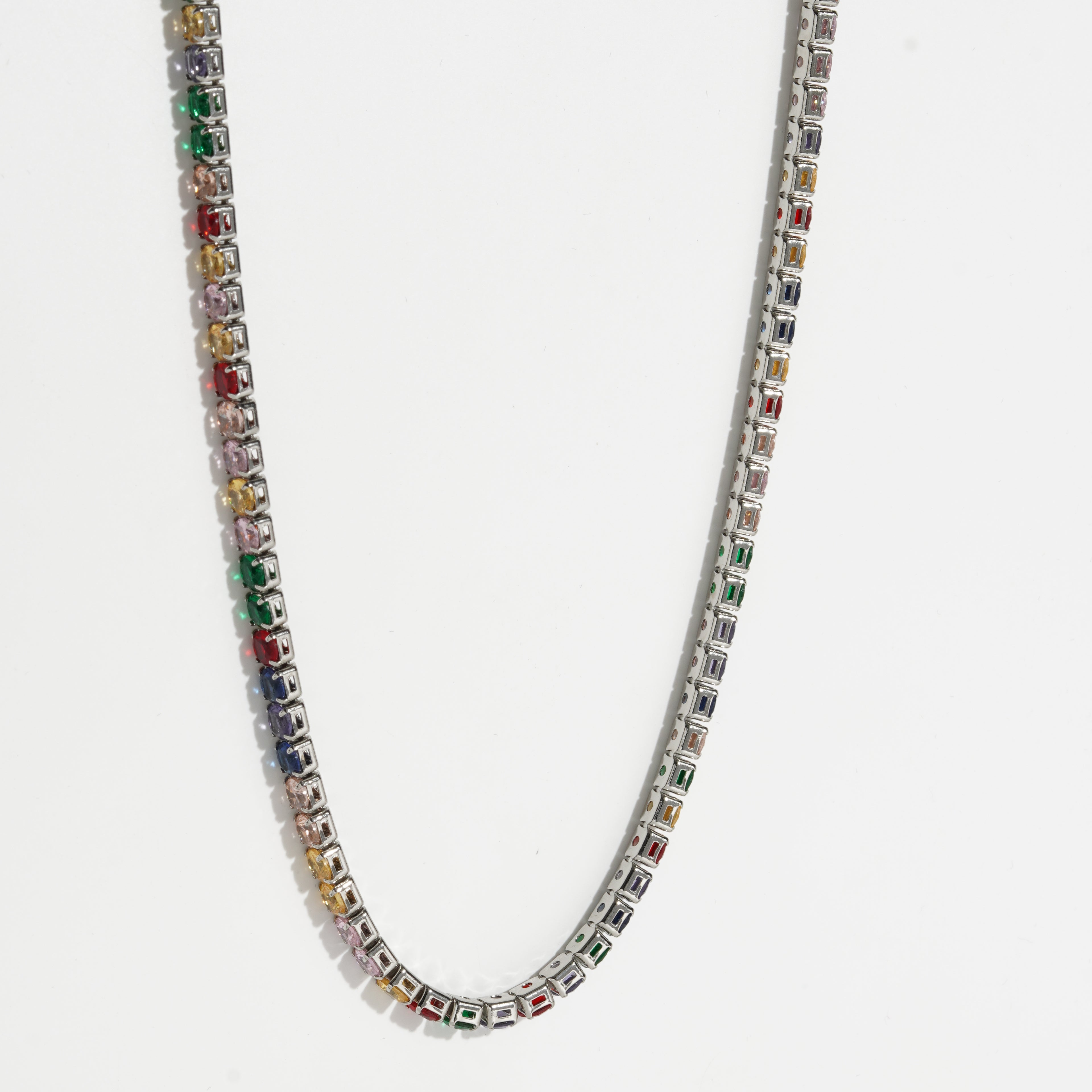 Multicolor Diamond silver Unisex Tennis Chain