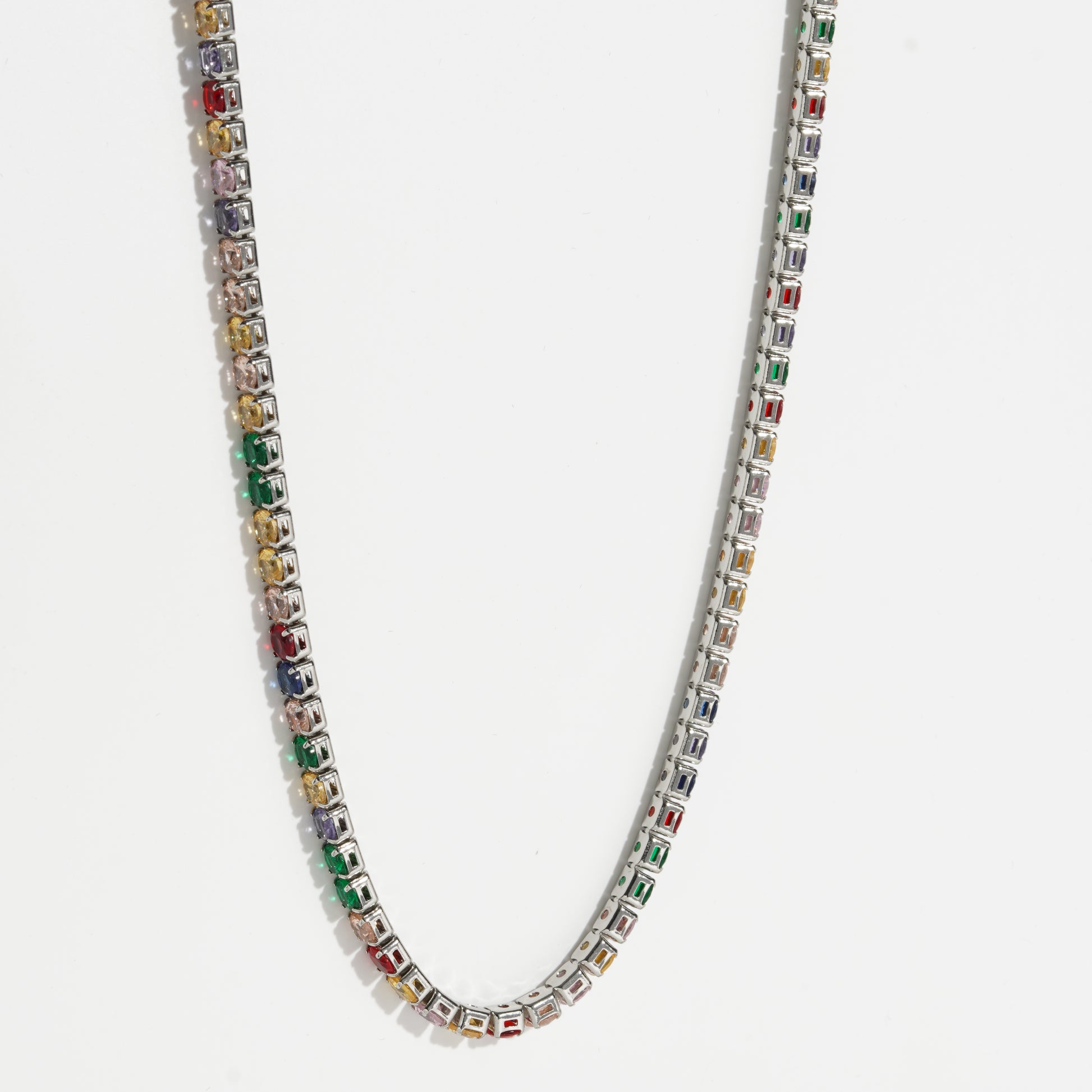 Multicolor Diamond silver Unisex Tennis Chain