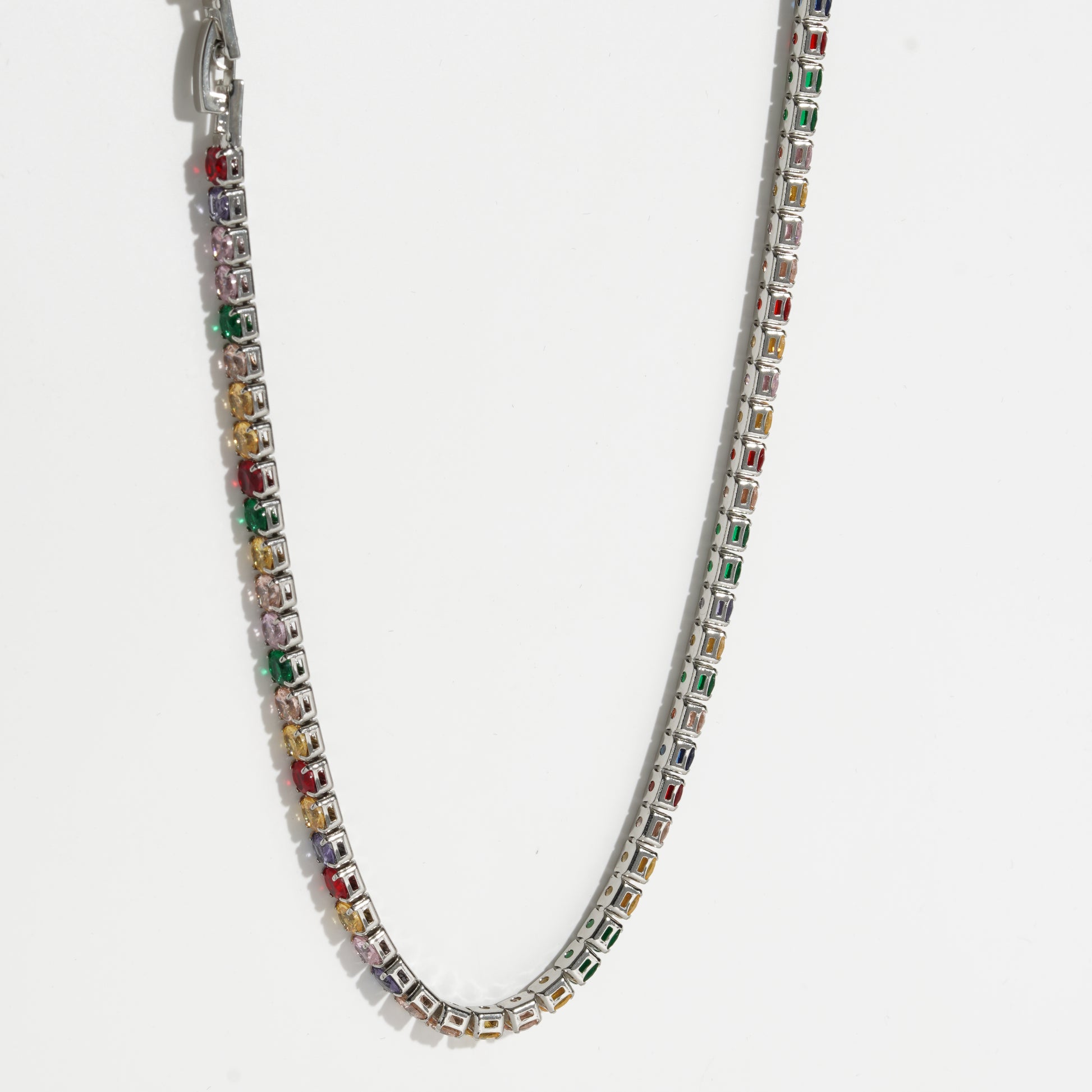 Multicolor Diamond silver Unisex Tennis Chain