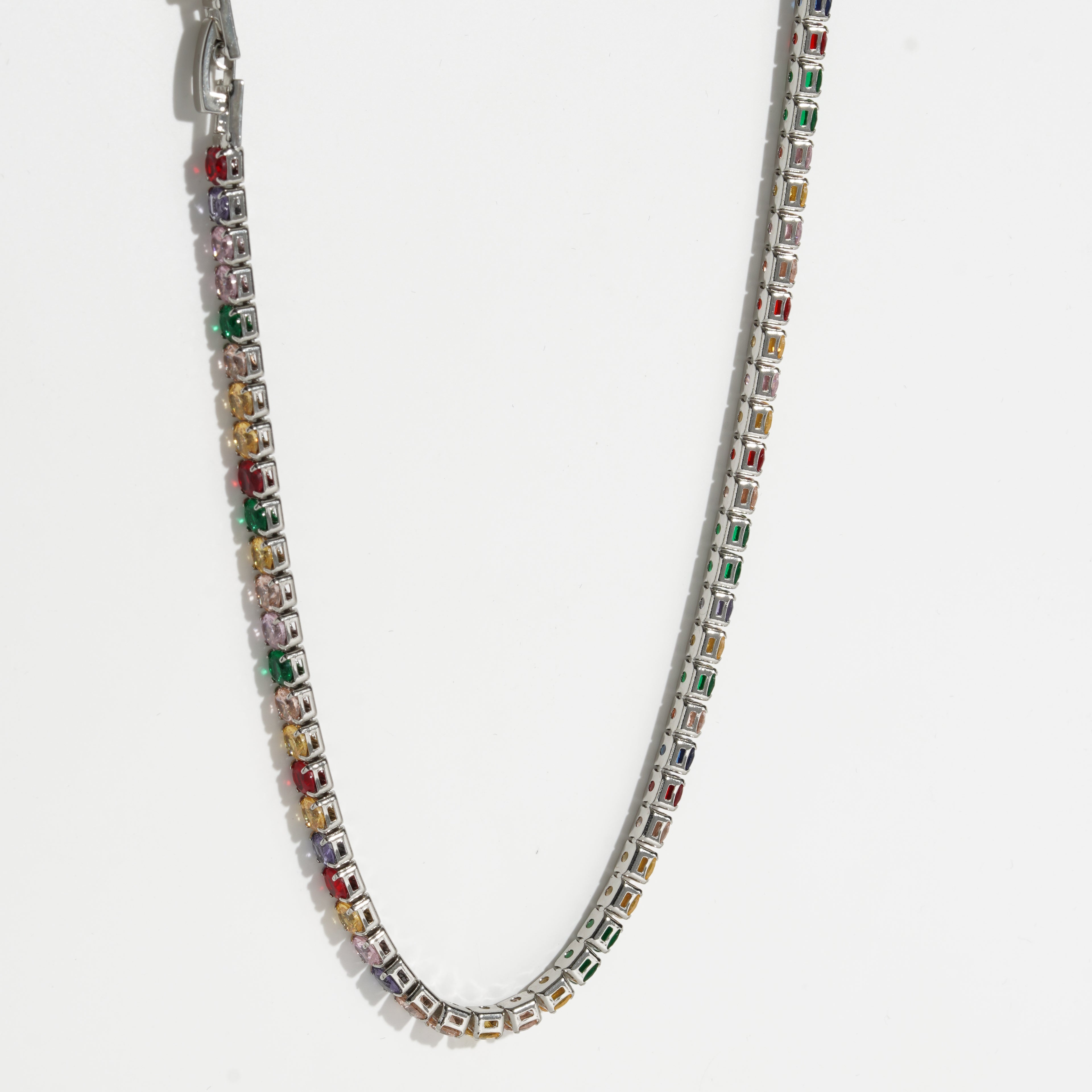 Multicolor Diamond silver Unisex Tennis Chain