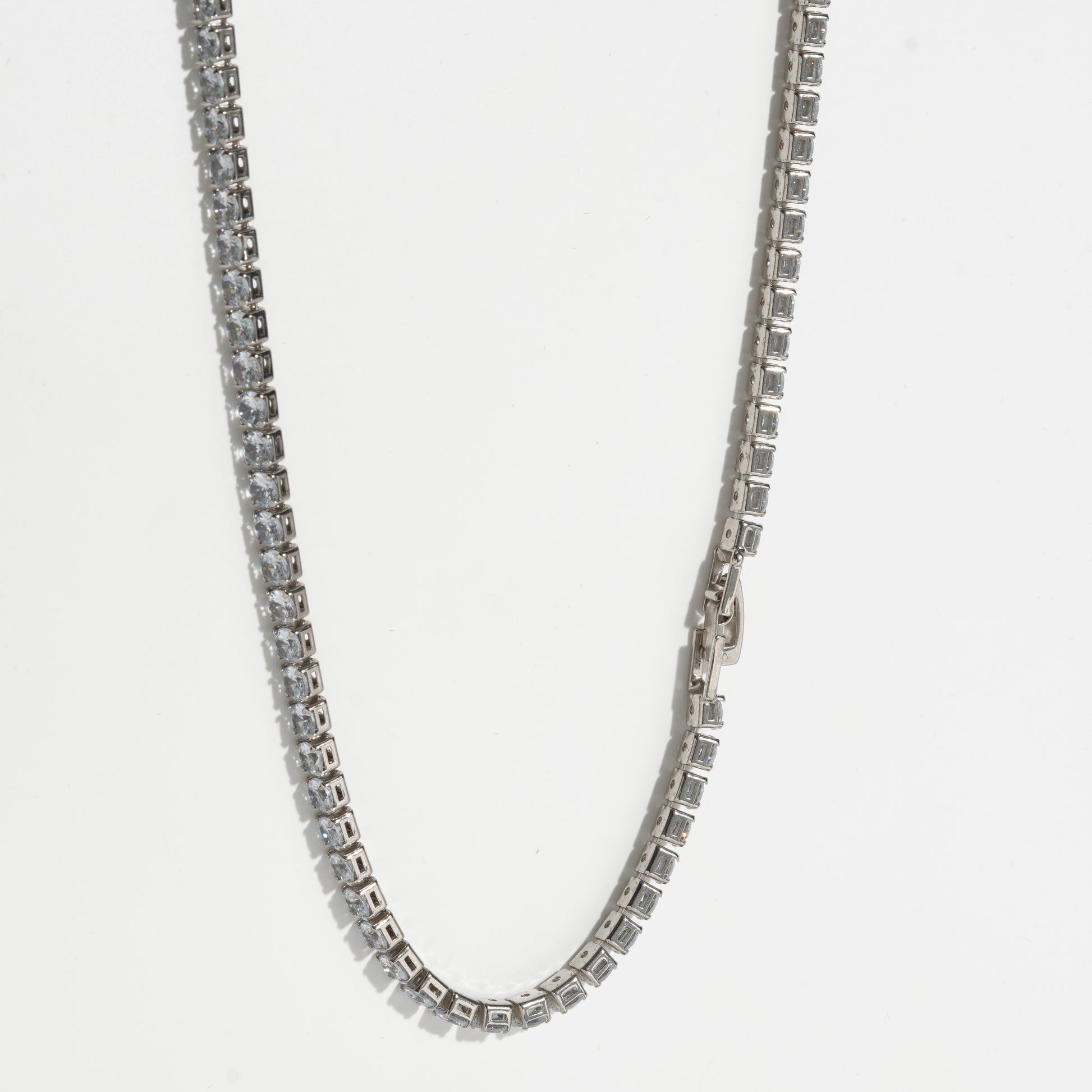 Clear Diamond Silver Unisex Tennis Chain