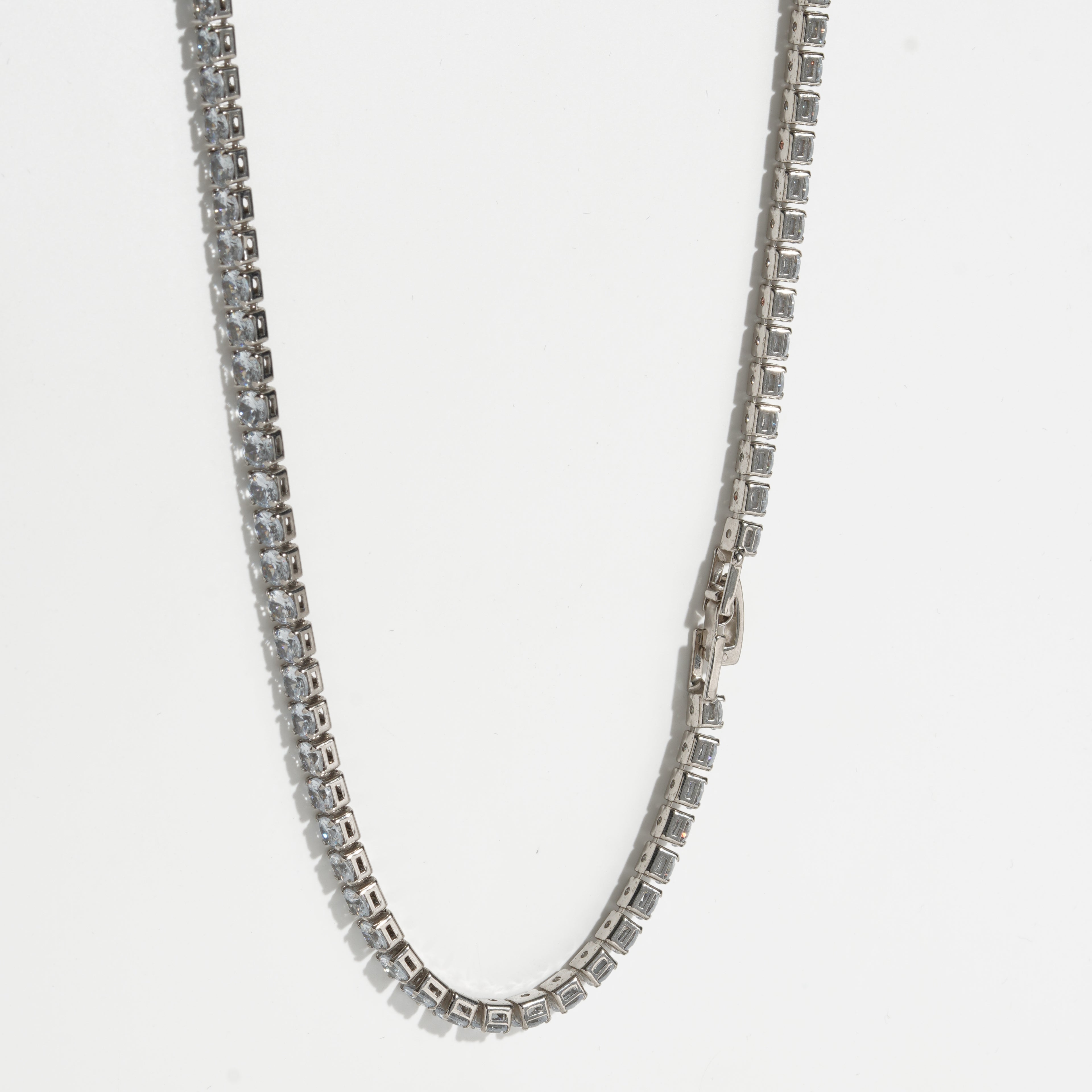 Clear Diamond Silver Unisex Tennis Chain