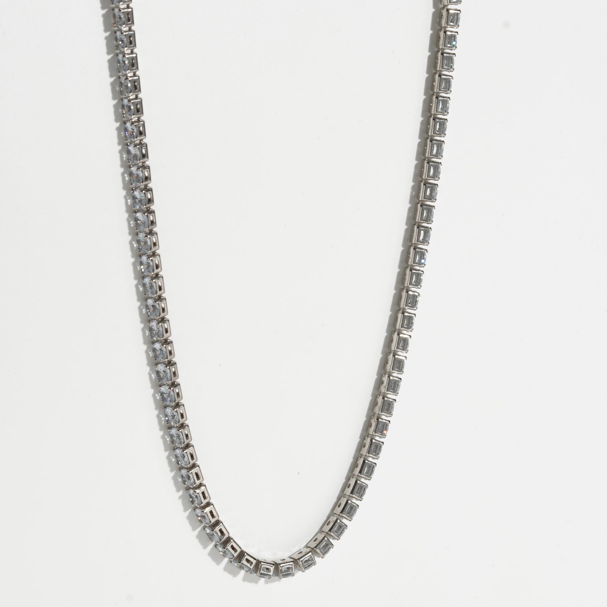 Clear Diamond Silver Unisex Tennis Chain