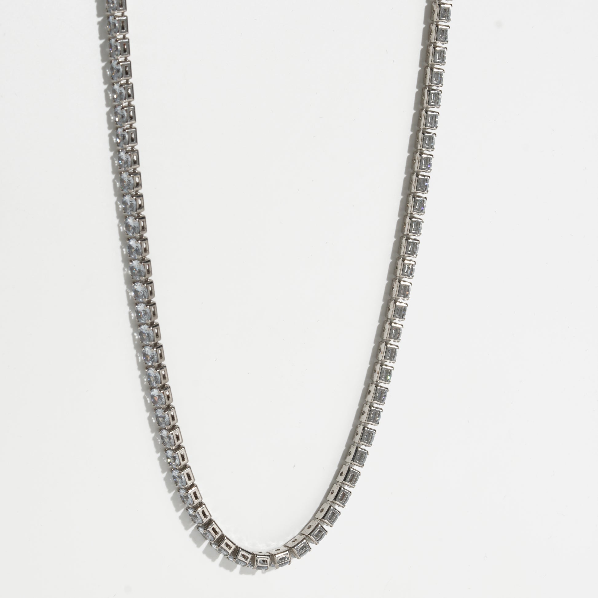 Clear Diamond Silver Unisex Tennis Chain