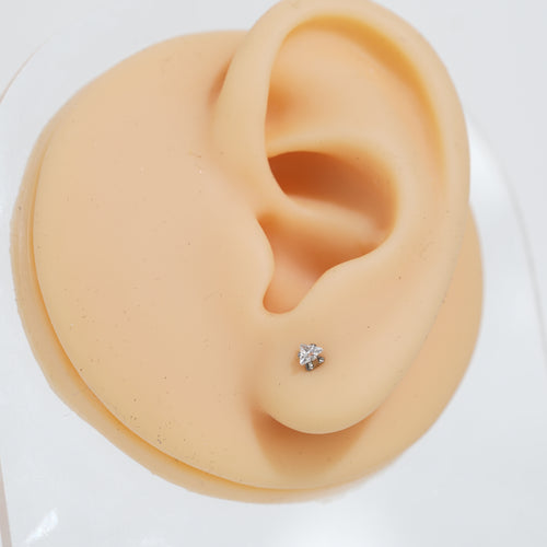 5: Mini Tri Cuban Zircon Diamound Studs UNISEX Set of 20pcs. (3 MM)