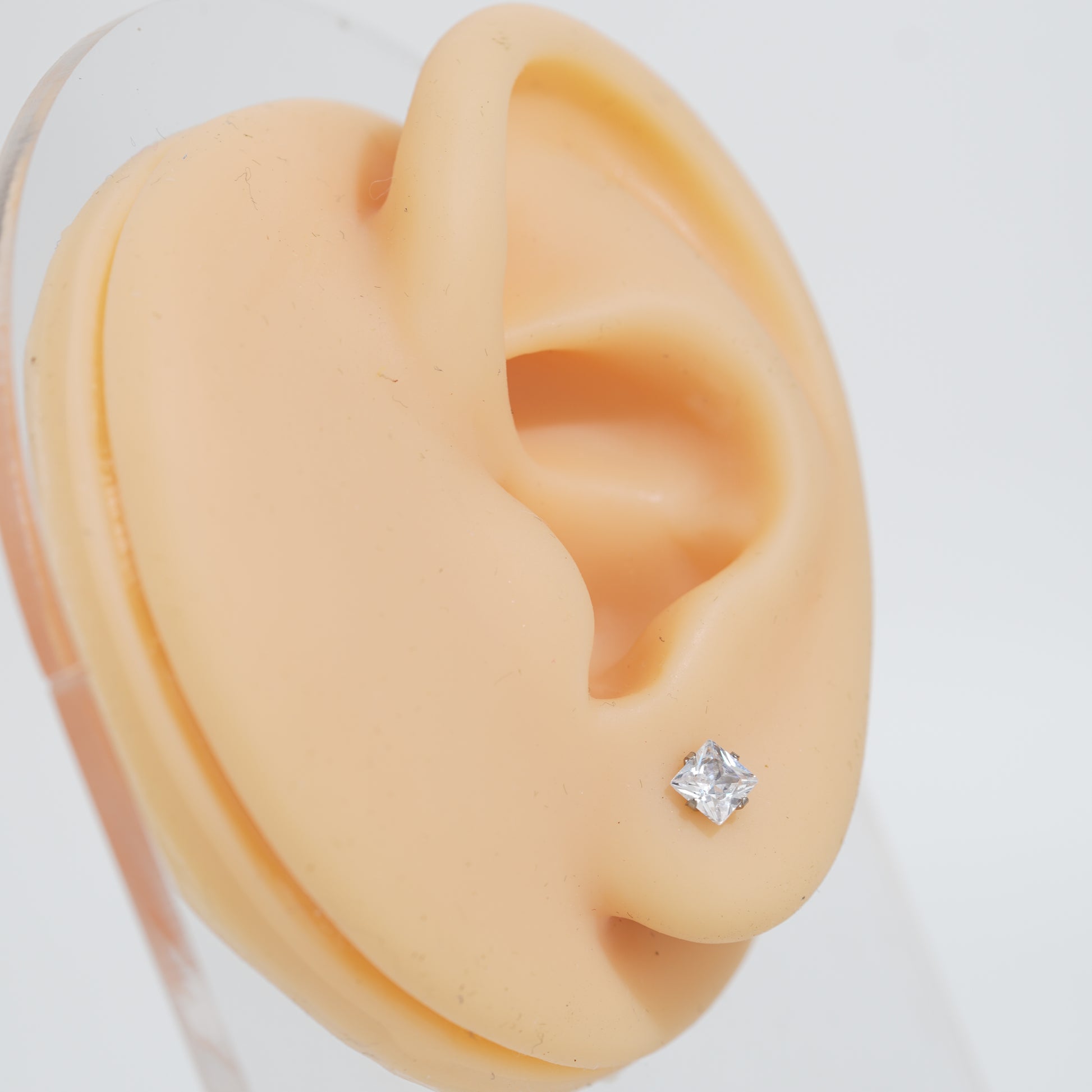 6: Fit Square Cuban Zircon Diamound Studs UNISEX Set of 20pcs. (4 MM)