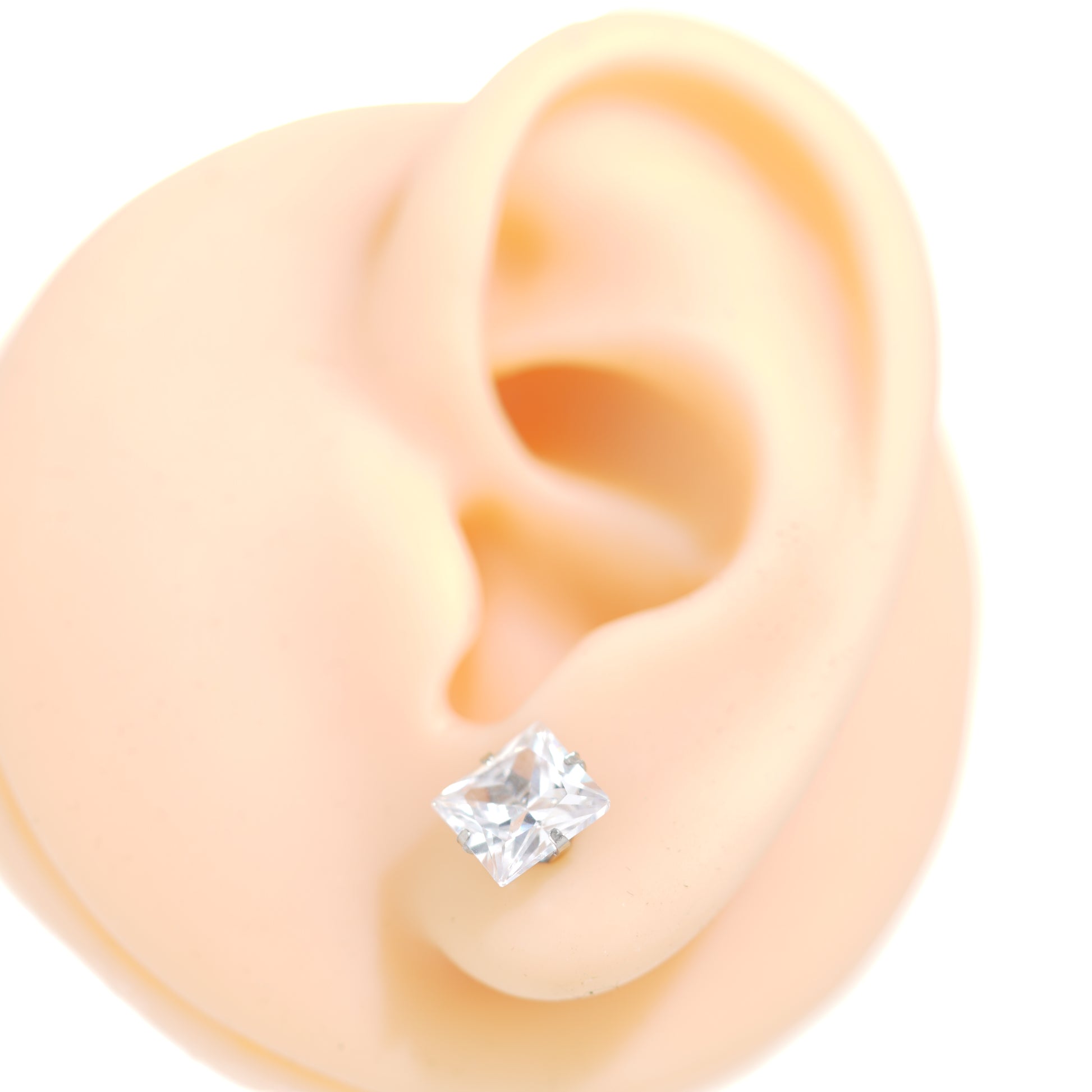 8: Bold Square Cuban Zircon Diamound Studs UNISEX Set of 20pcs. (8 MM)