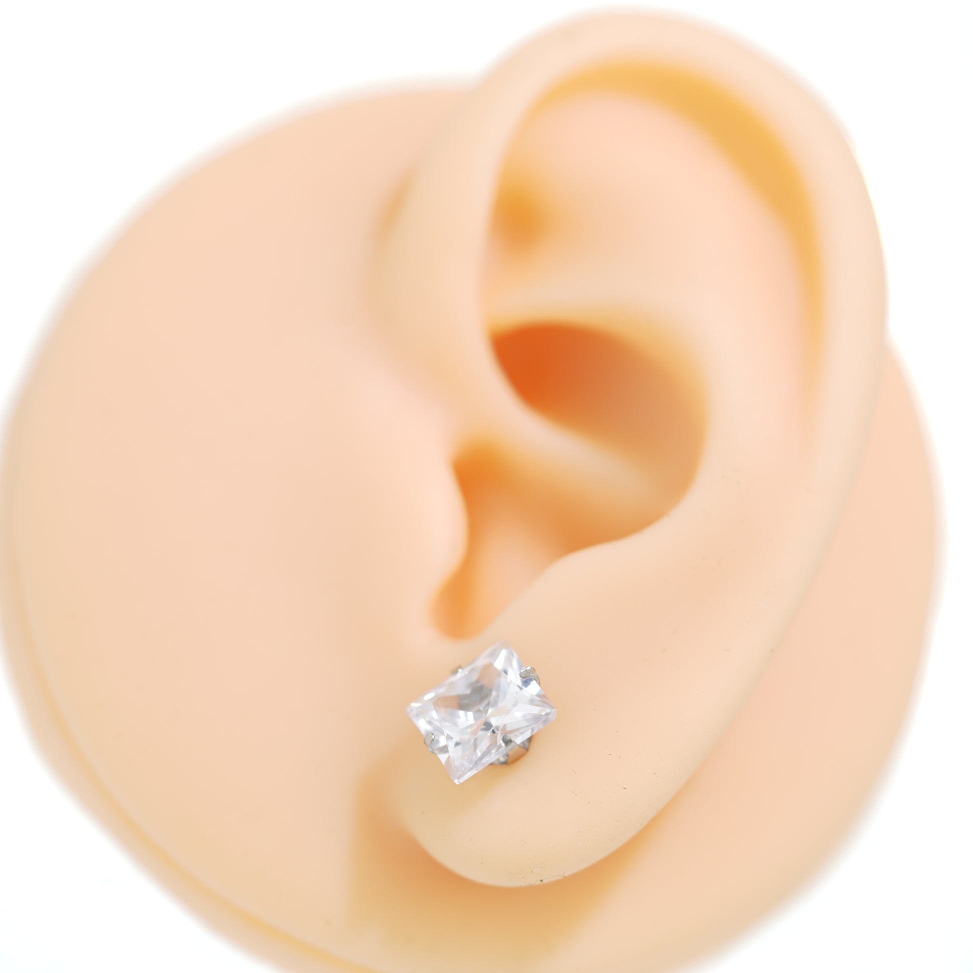 8: Bold Square Cuban Zircon Diamound Studs UNISEX Set of 20pcs. (8 MM)