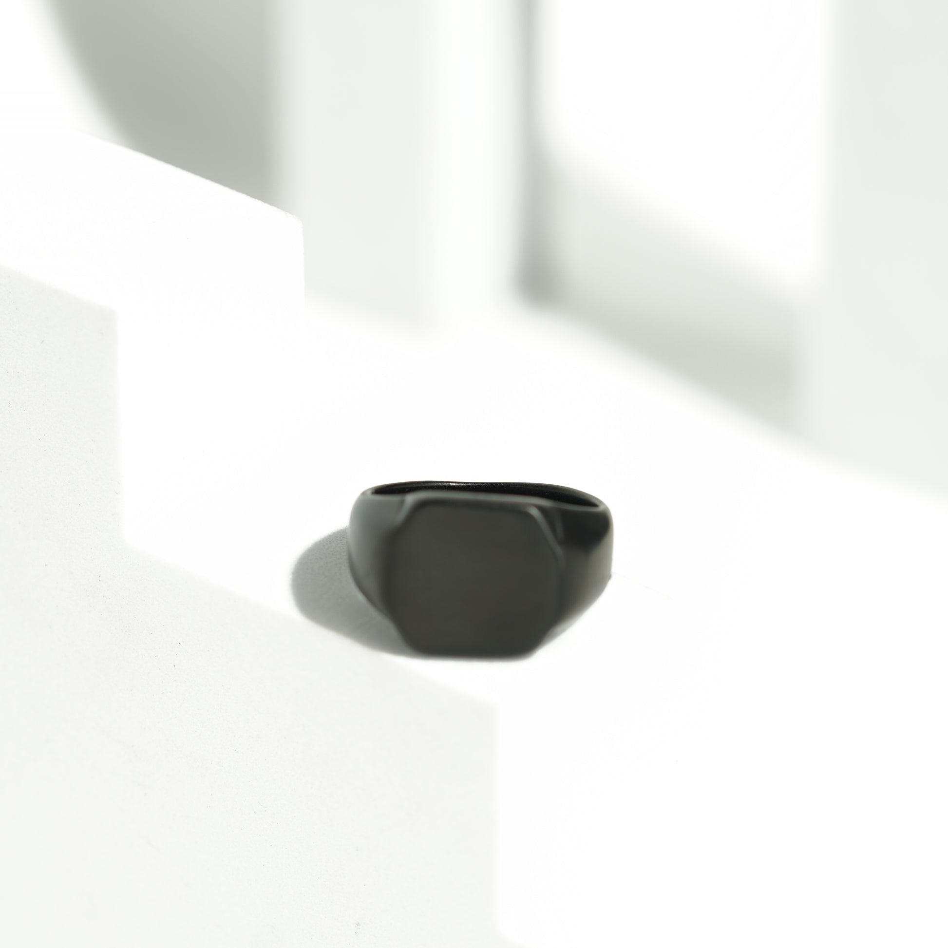 (828) Bold black mens ring