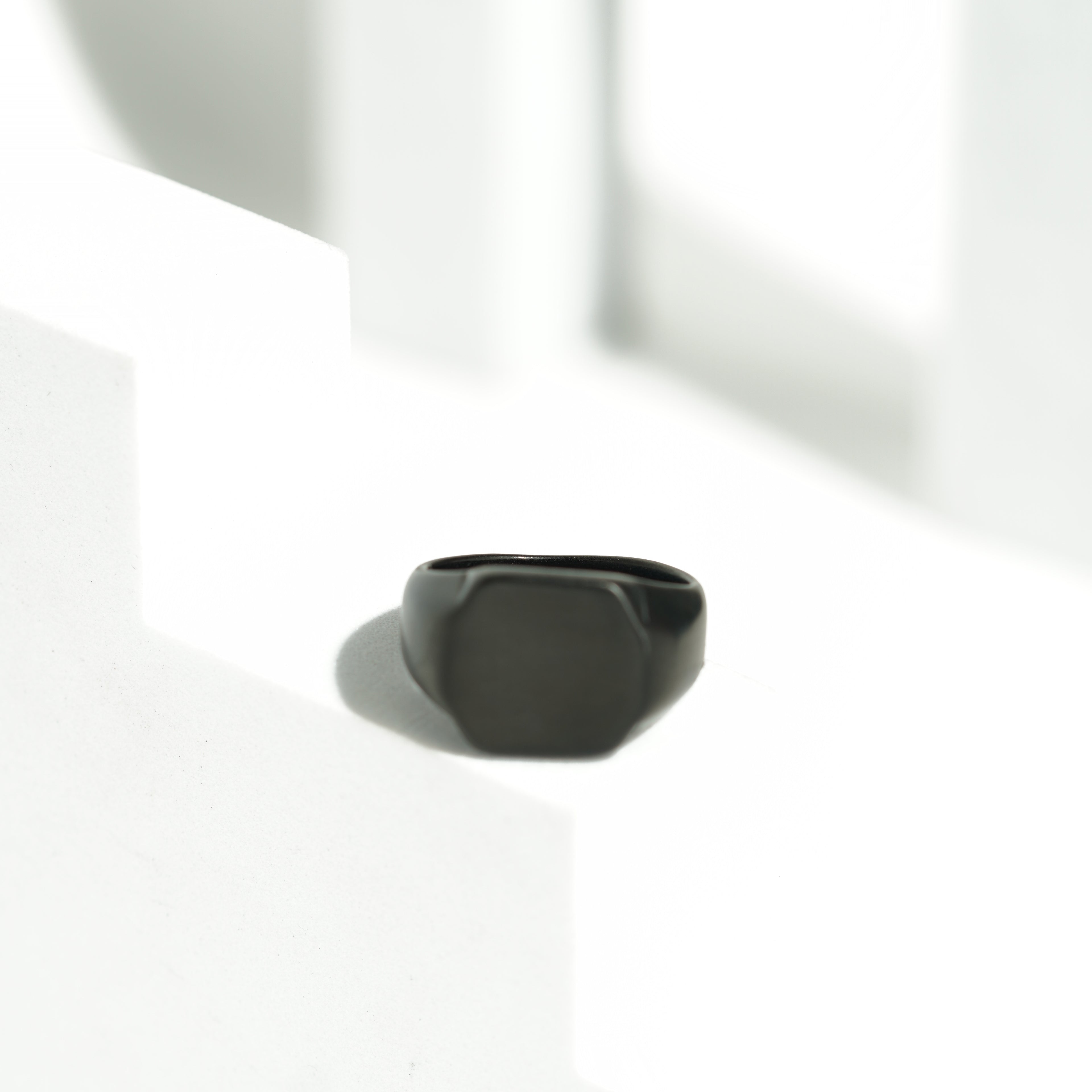 (828) Bold black mens ring